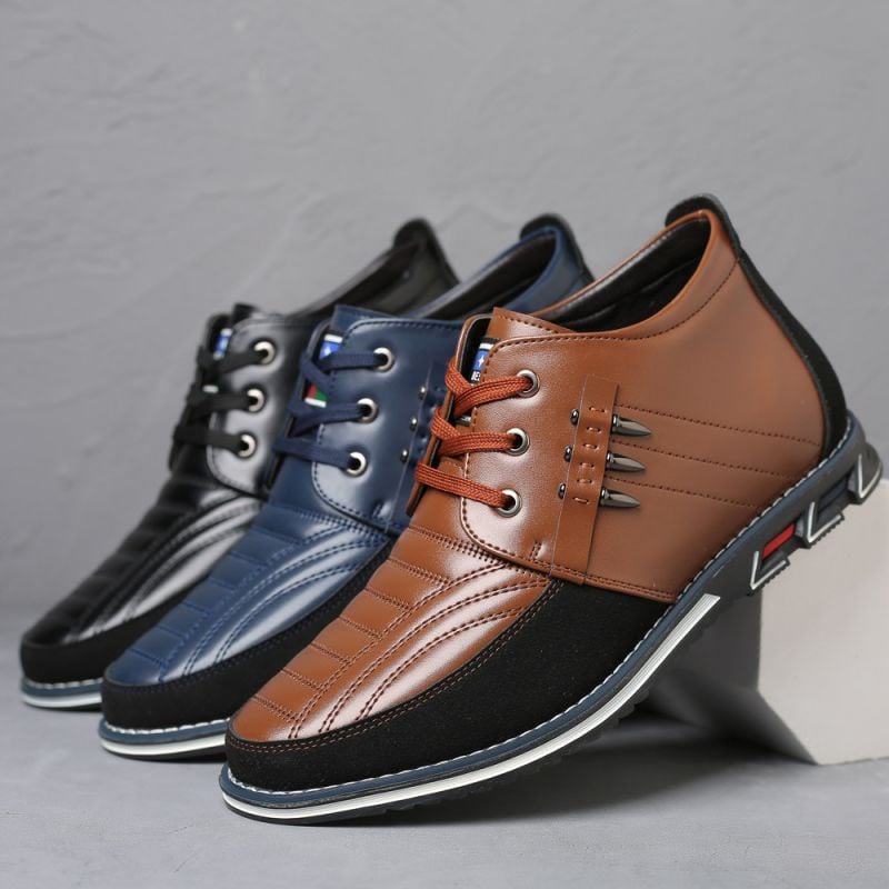 Zapatos de moda Mid-Top Lace-Up casual cuero para hombre