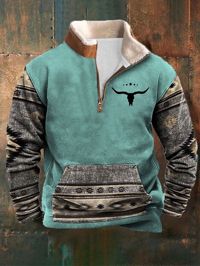 Sudadera retro western style estampado casual para hombre