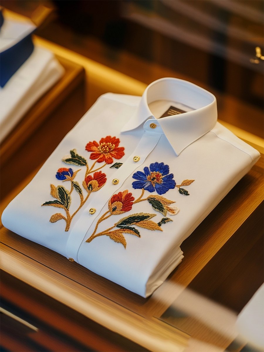 Camisa Resort floral estampado de manga larga para hombre