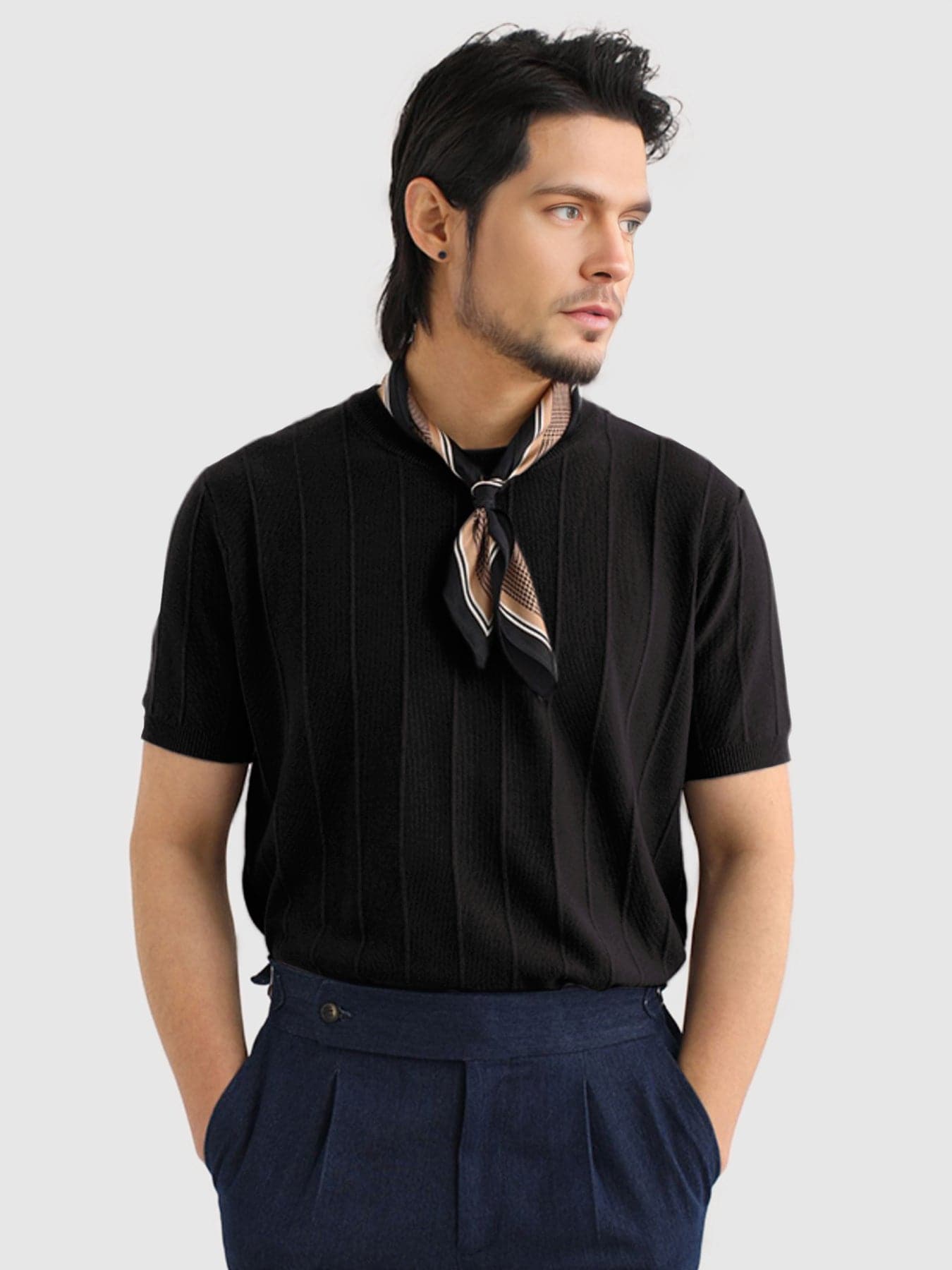 Camiseta Gentletejido transpirable a rayas de manga corta tejidoted