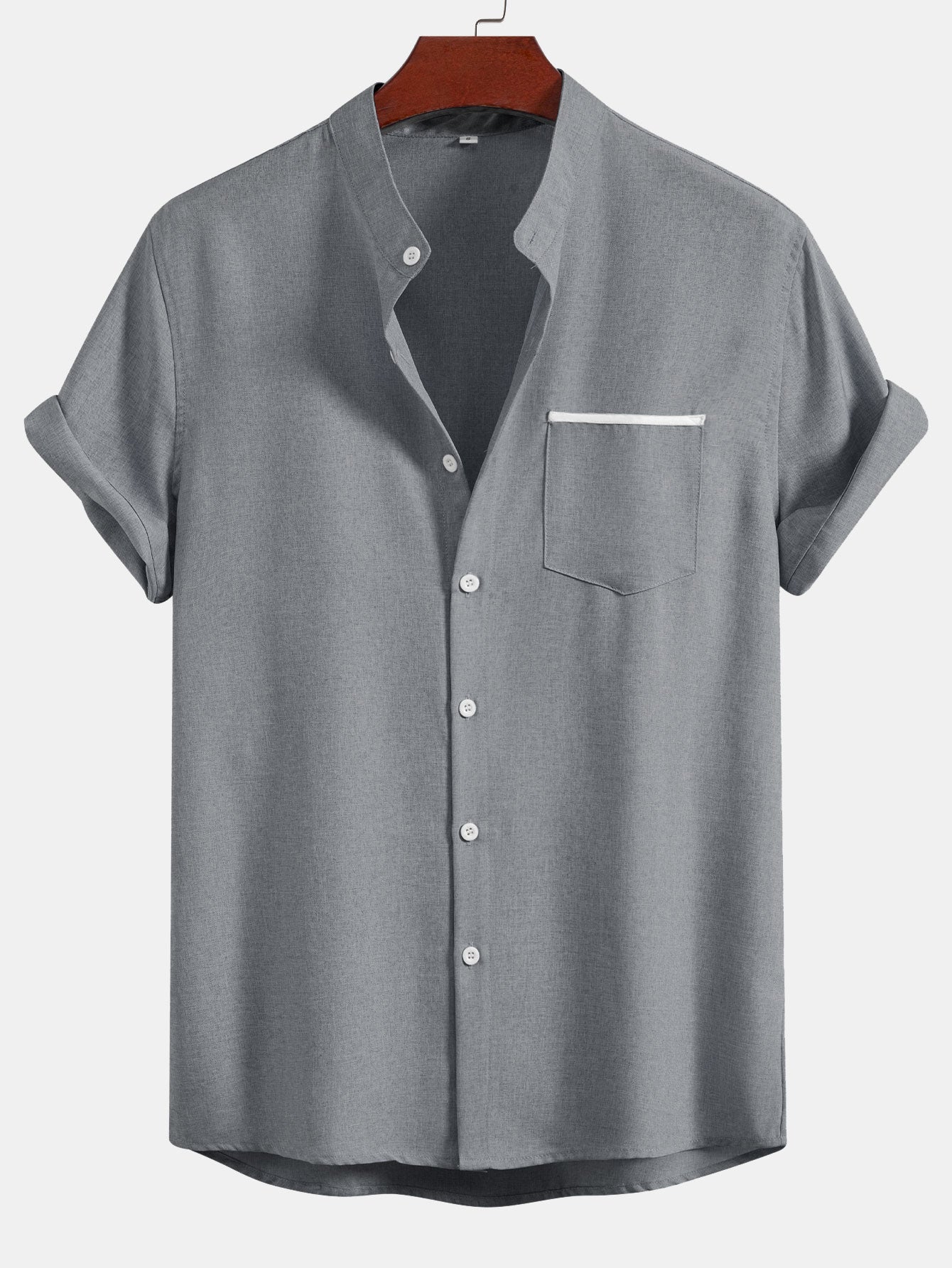Camisa Contrast Pocket Stand Collar