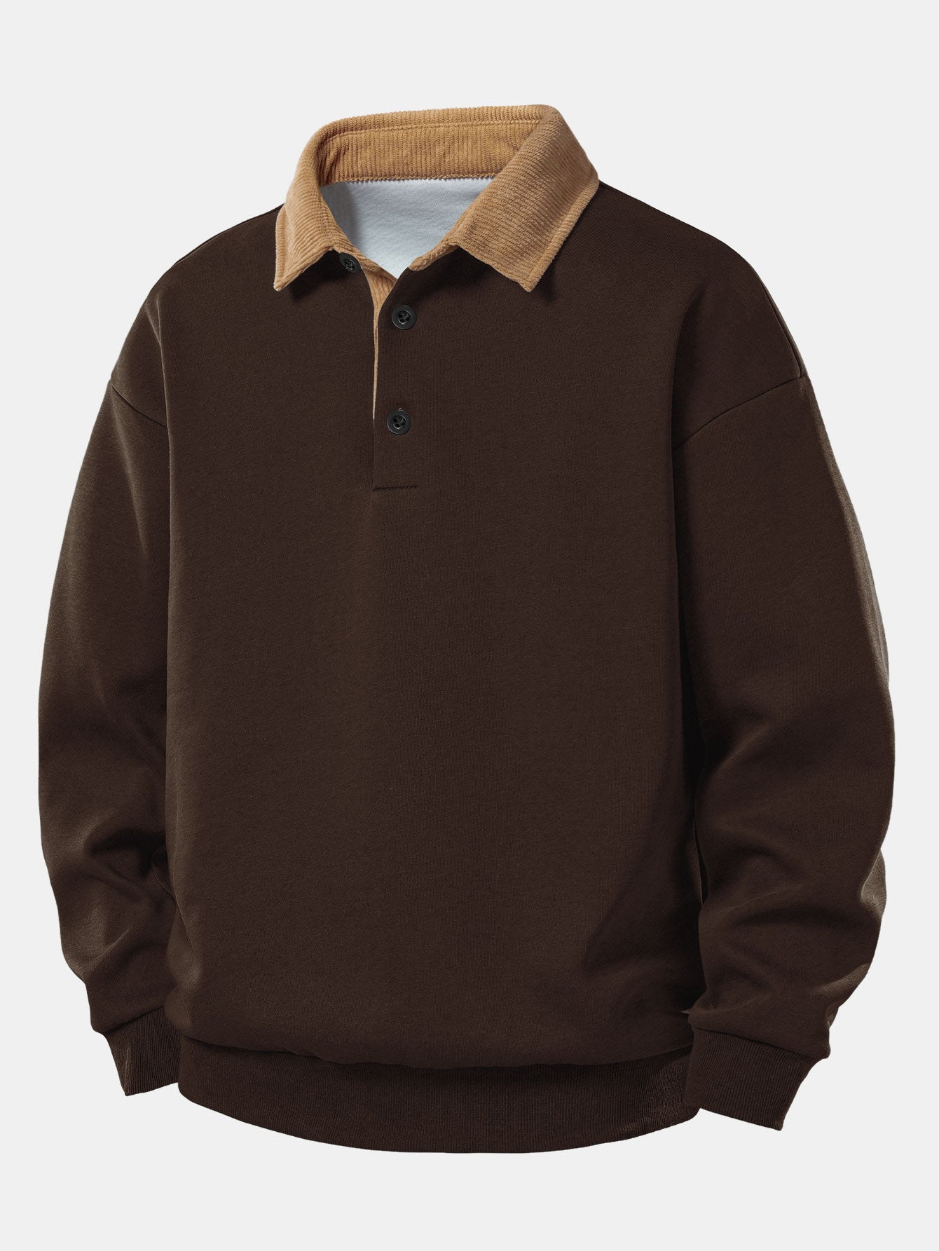 Sudadera Relax Fit Contrast Corduroy Polo Collar & Straight Leg Corduroy pantalón