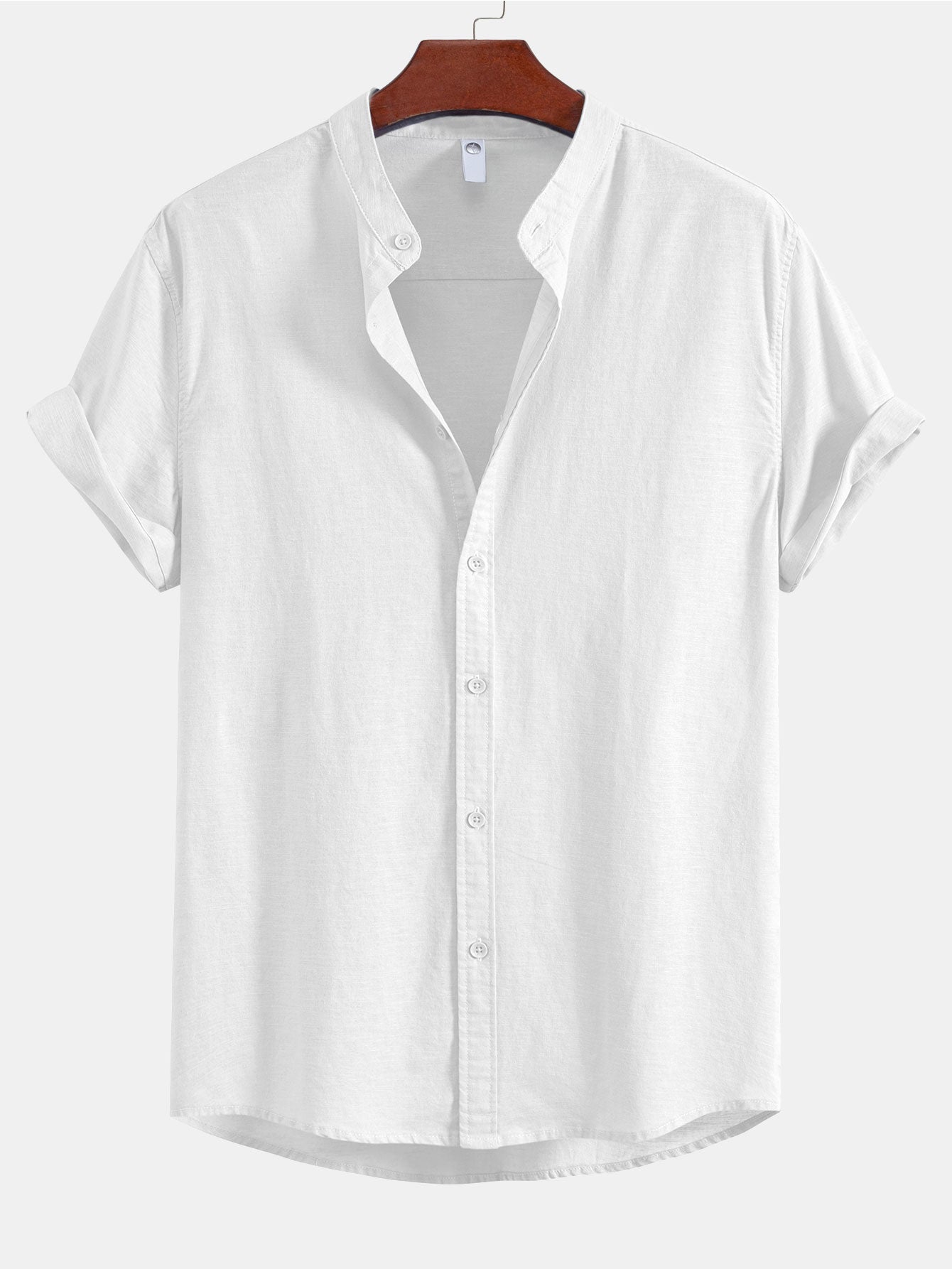 Camisa Stand Collar de lino