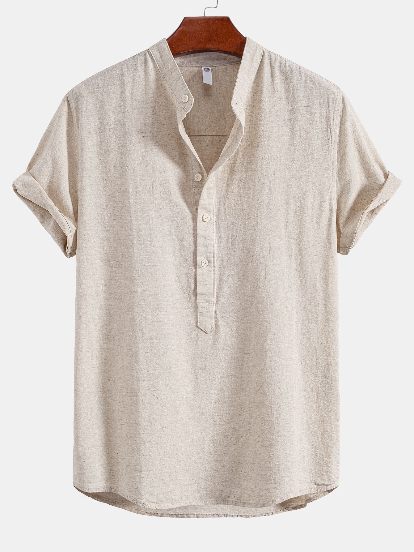 Camisa Half Open Collar de lino