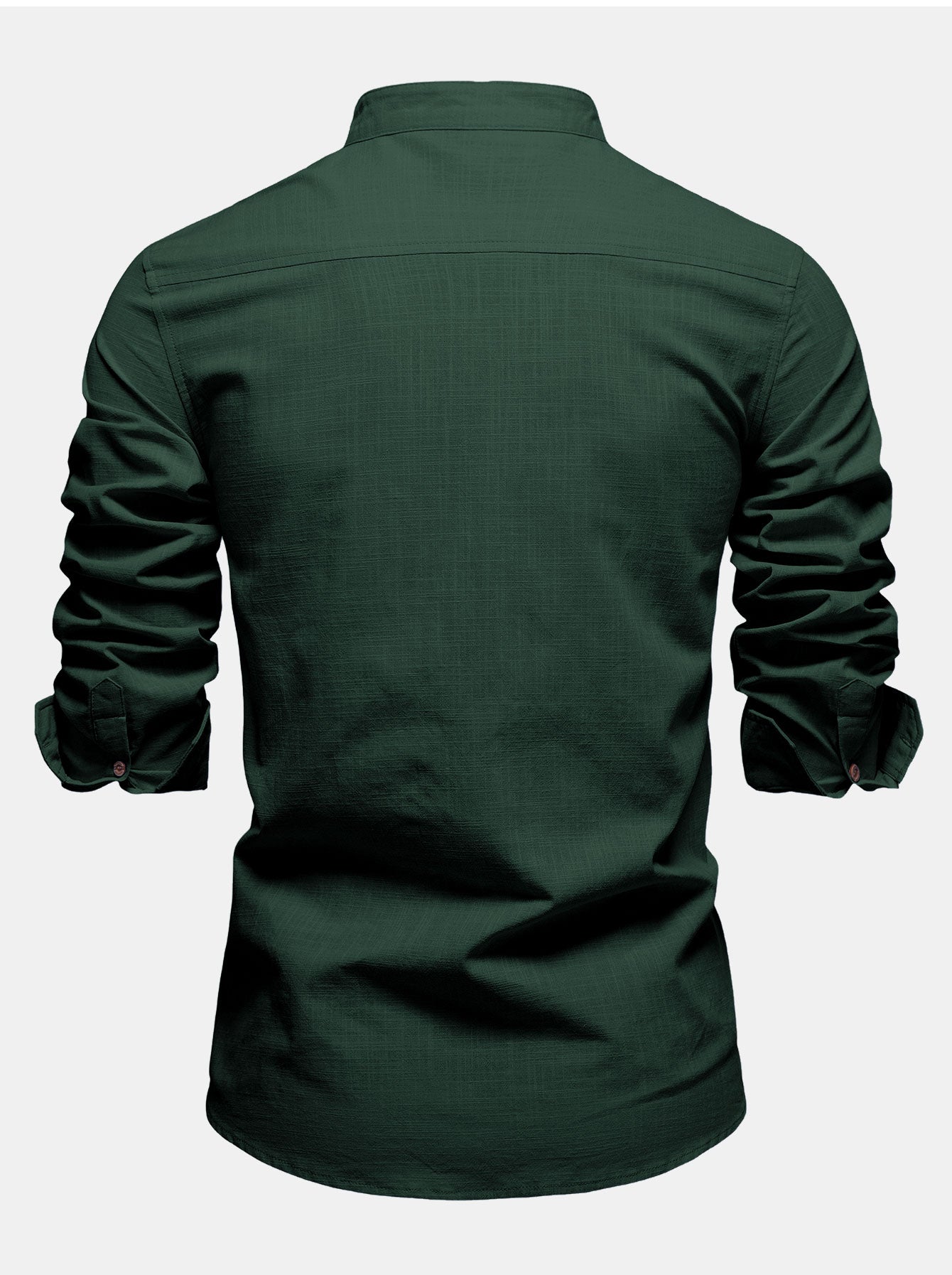 Camisa Contrast Trim de lino Look Stand Collar