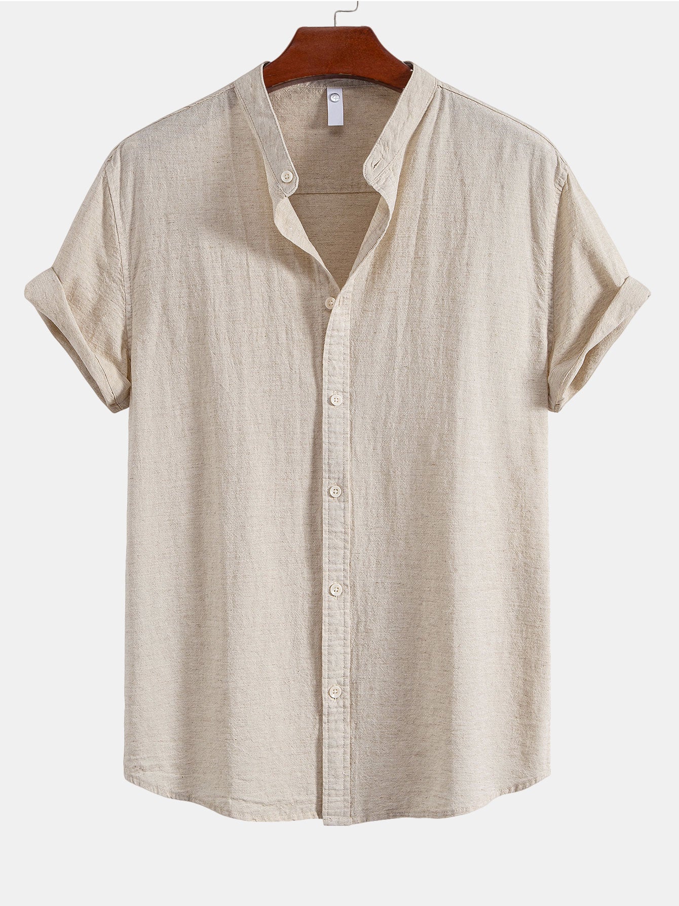 Camisa Stand Collar de lino