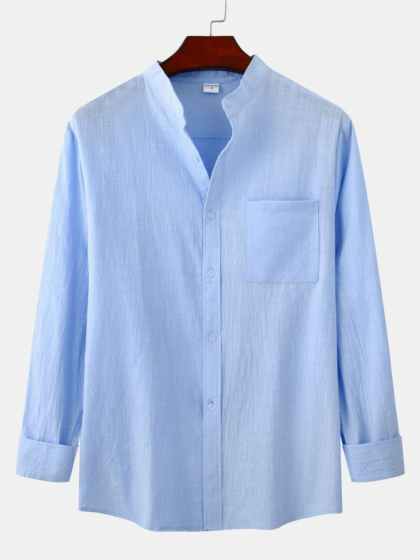 Camisa de manga larga Textured Stand Collar