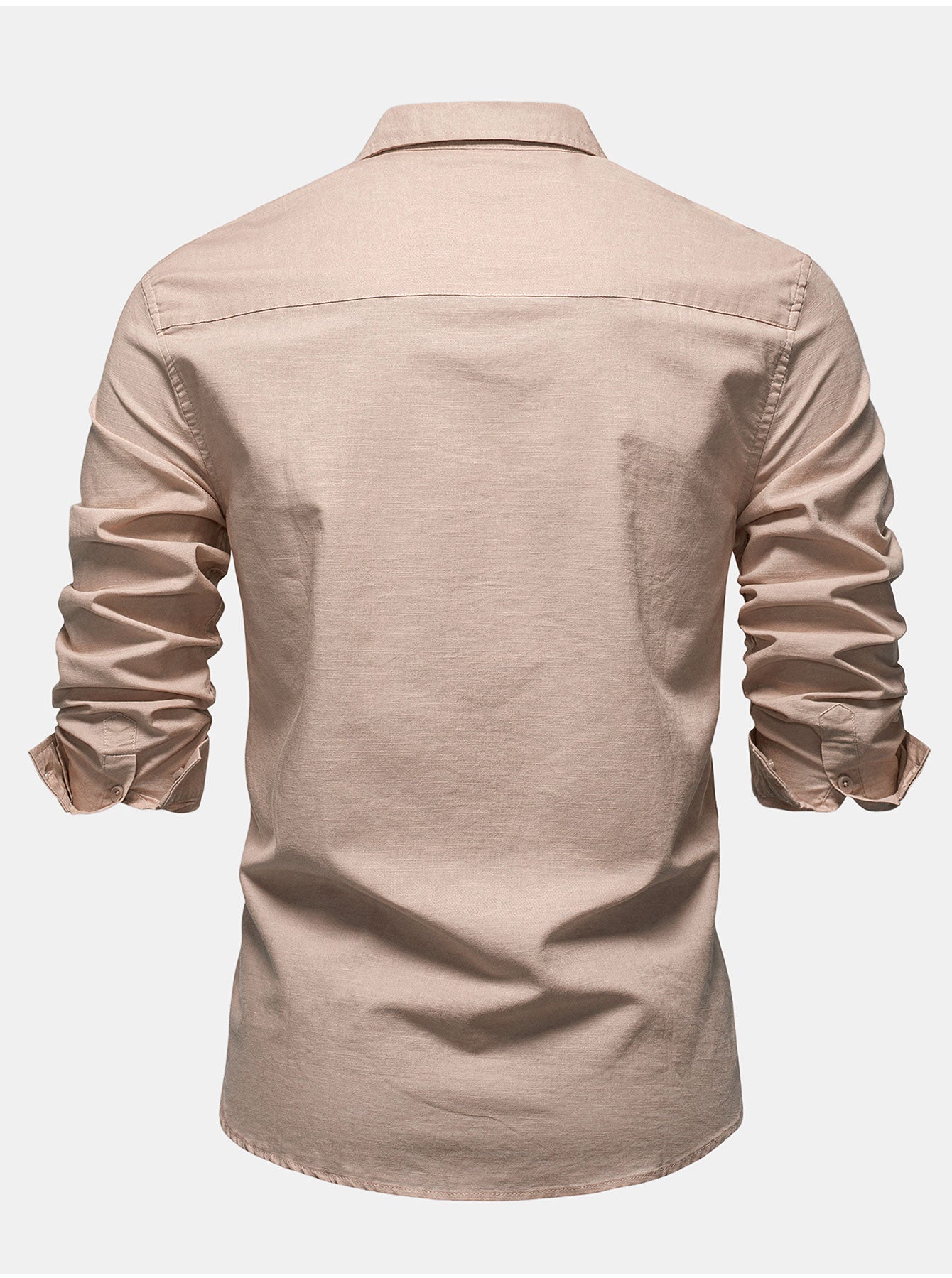 Camisa de manga larga de lino de algodón Blend With Pocket