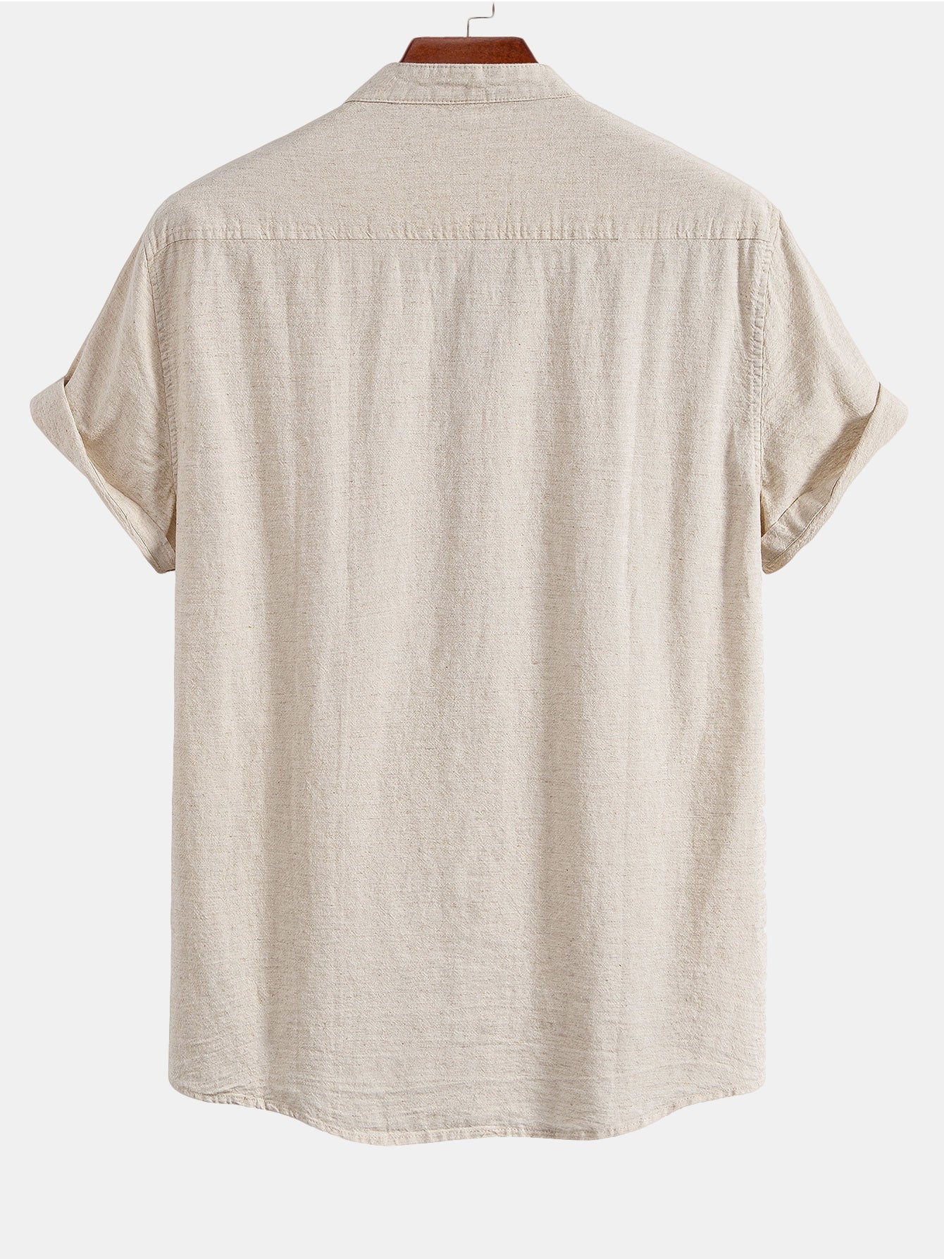 Camisa Stand Collar de lino
