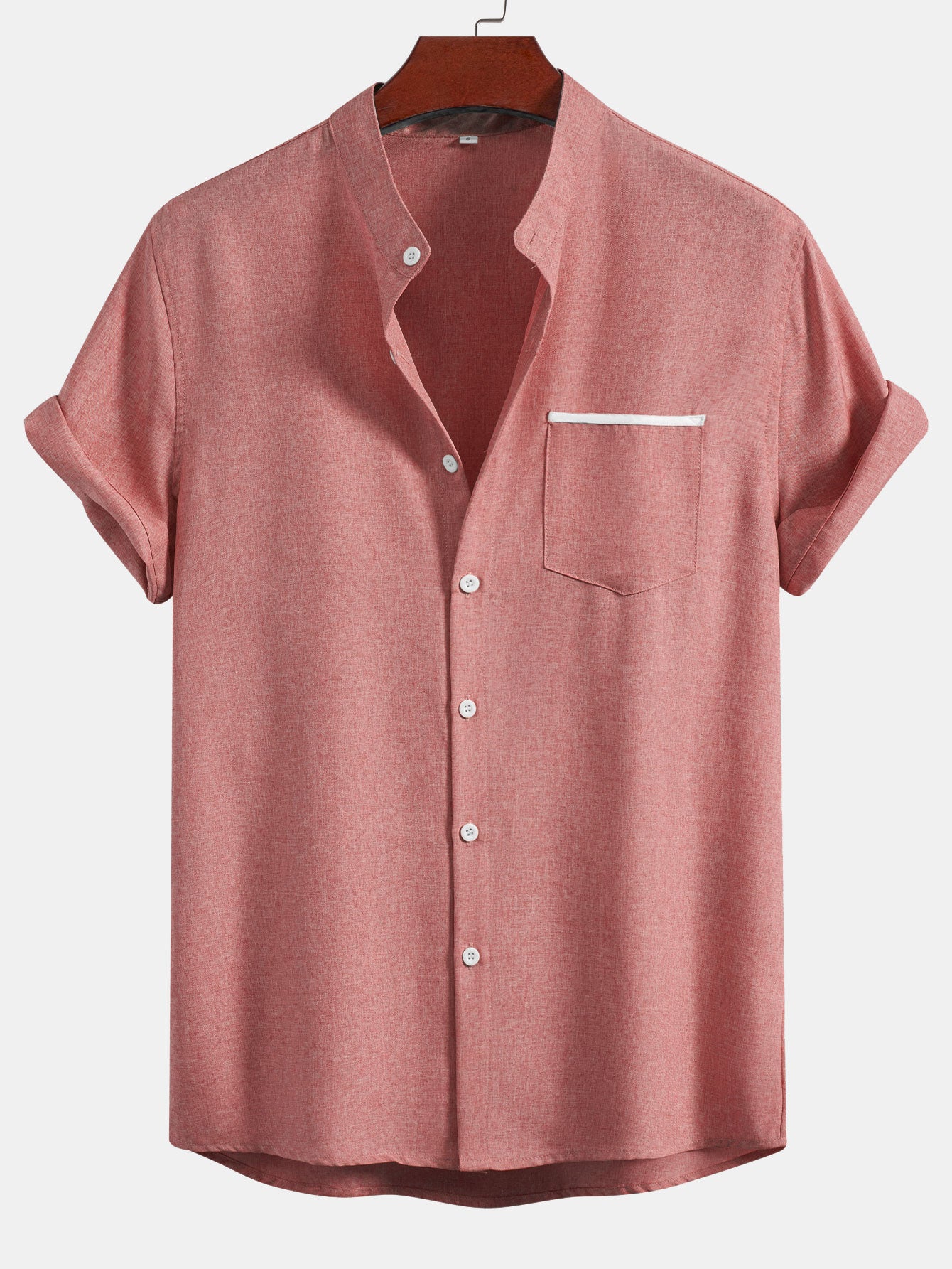 Camisa Contrast Pocket Stand Collar