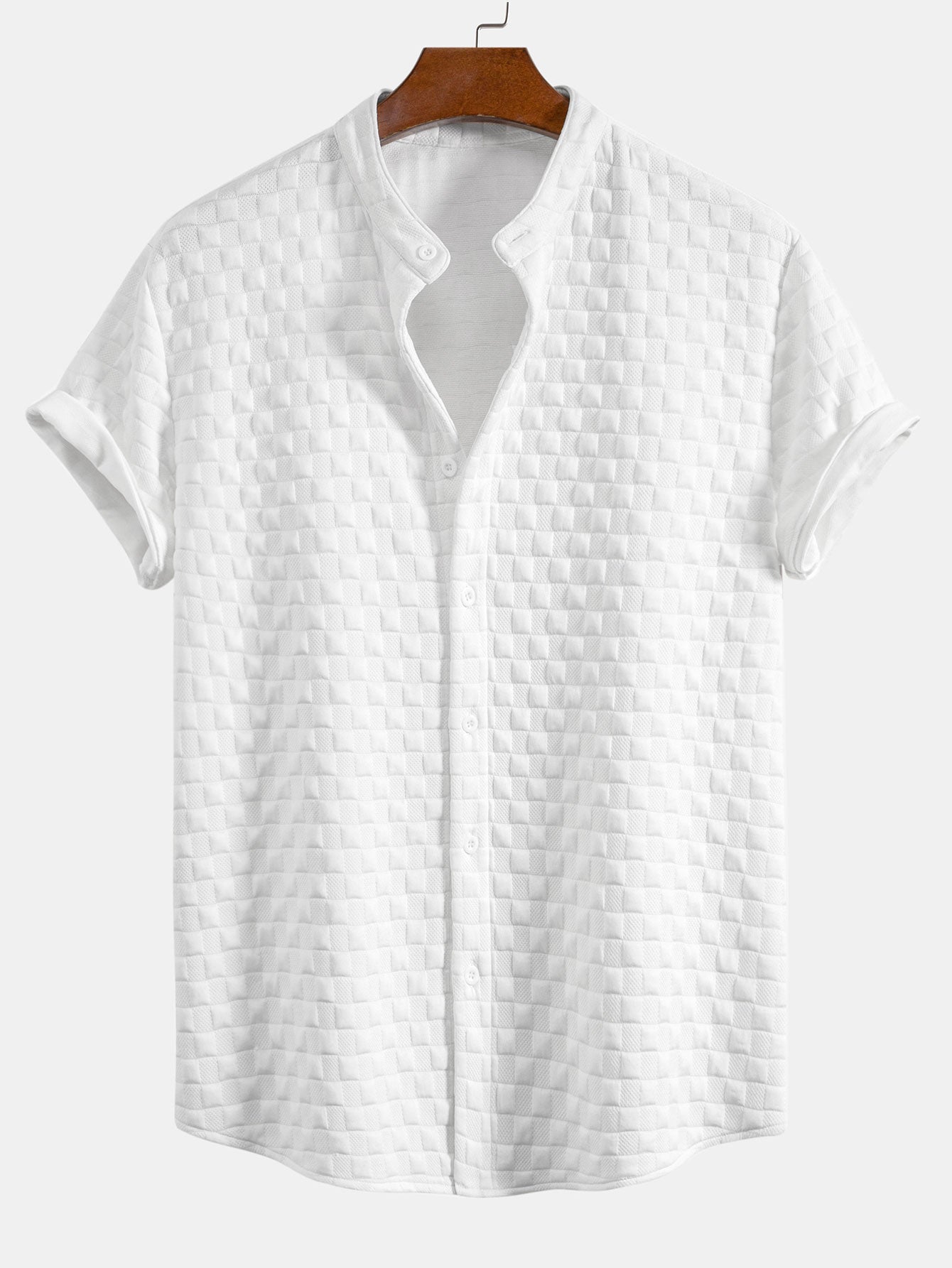 Camisa Checkerboard Stand Collar