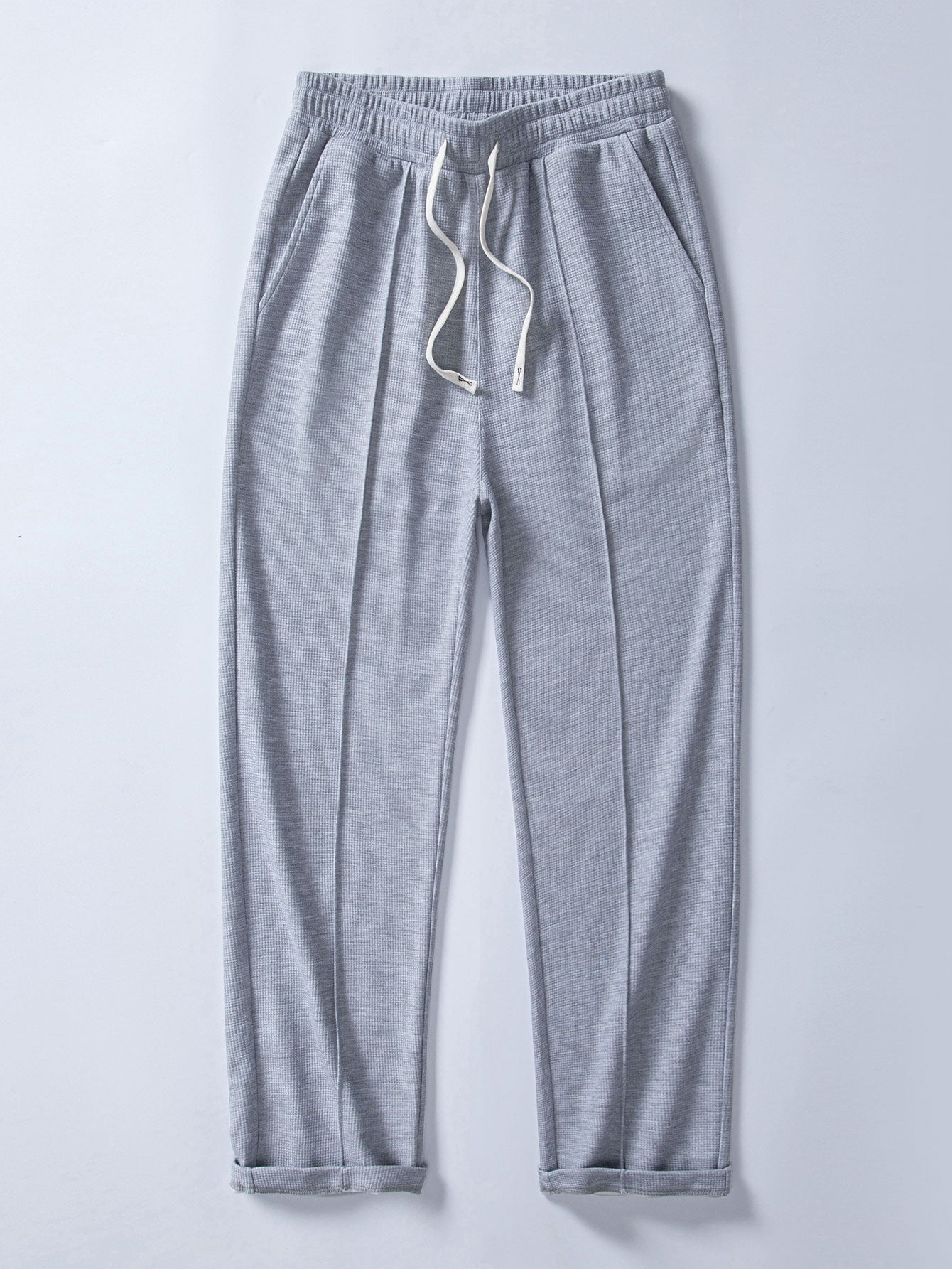 Sudadera 2 In 1 Waffle Notched Collar & Waffle Pleated Pintuck Straight Leg pantalón