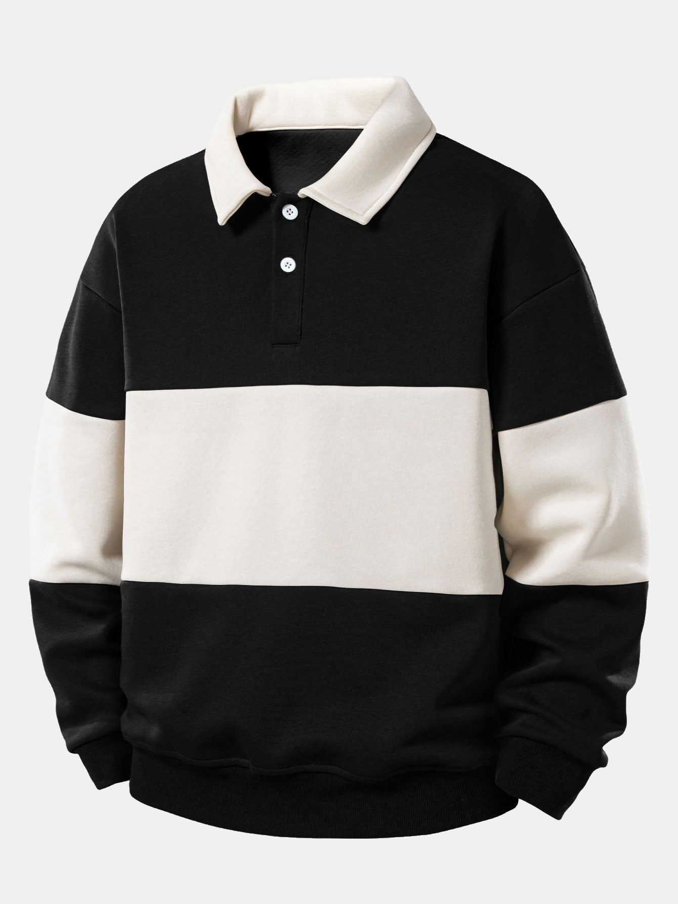 Sudadera Relax Fit en bloques de color Polo Collar & Straight Leg Pleated Pintuck Sweatpantalón