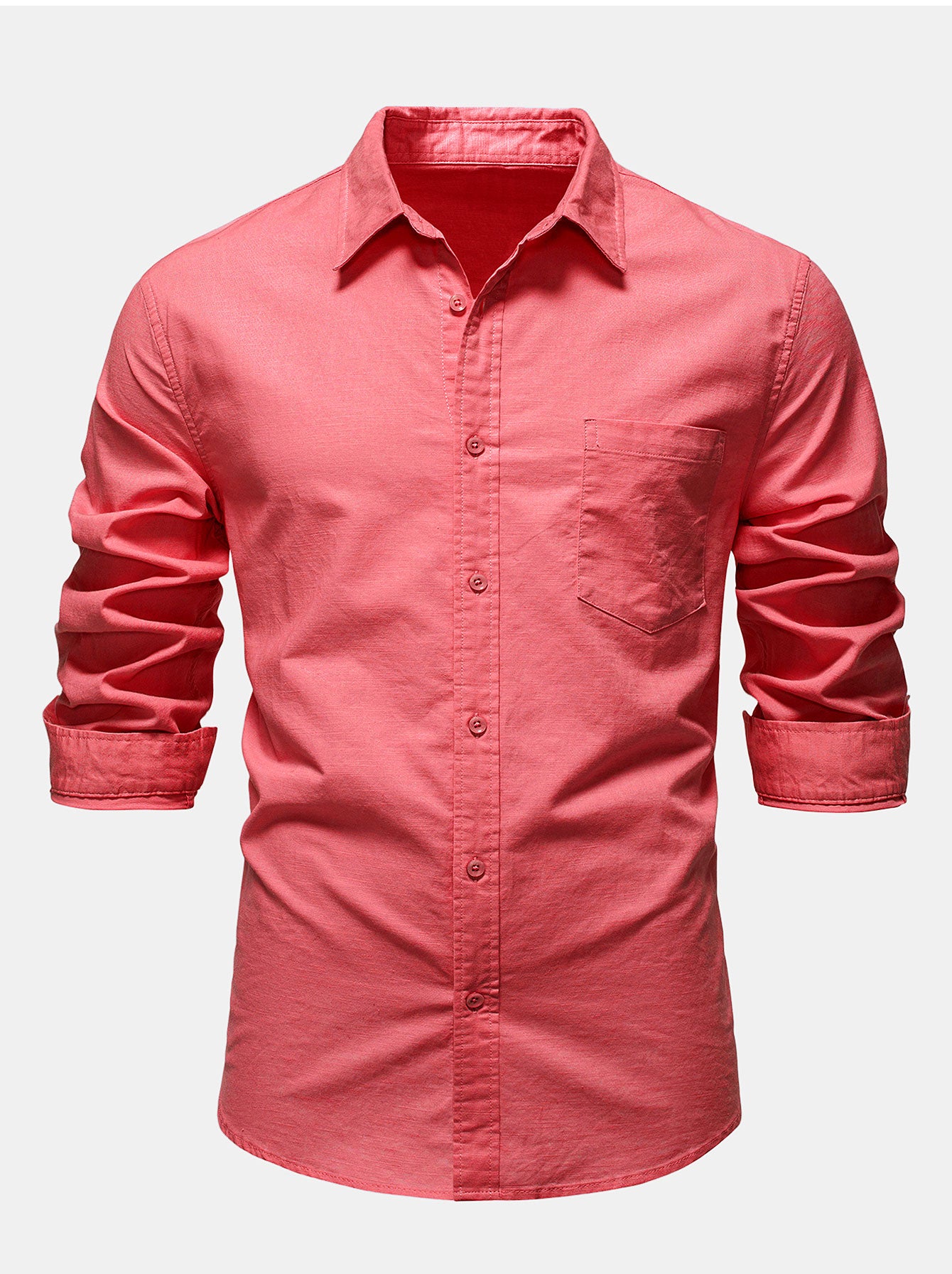 Camisa de manga larga de lino de algodón Blend With Pocket