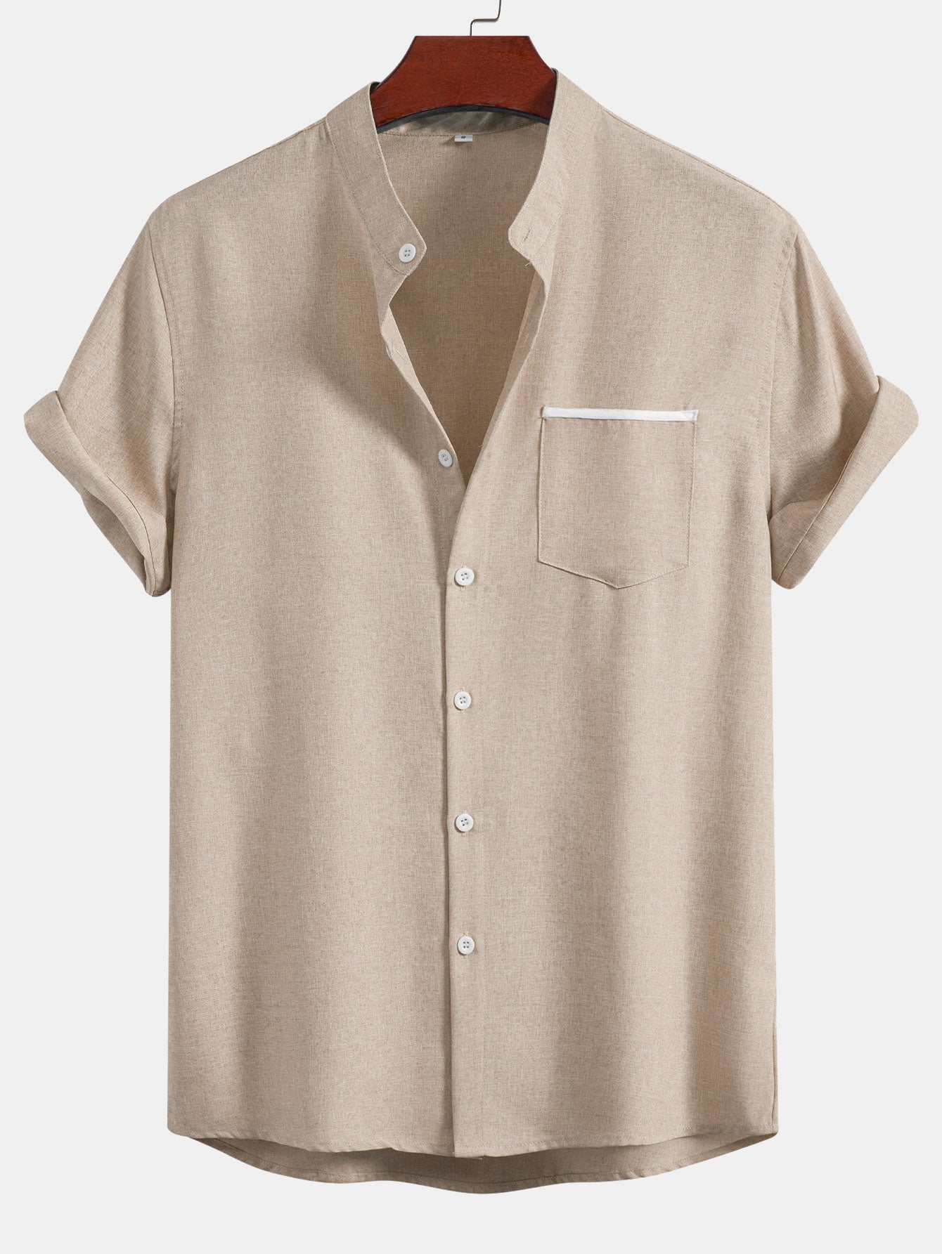 Camisa Contrast Pocket Stand Collar