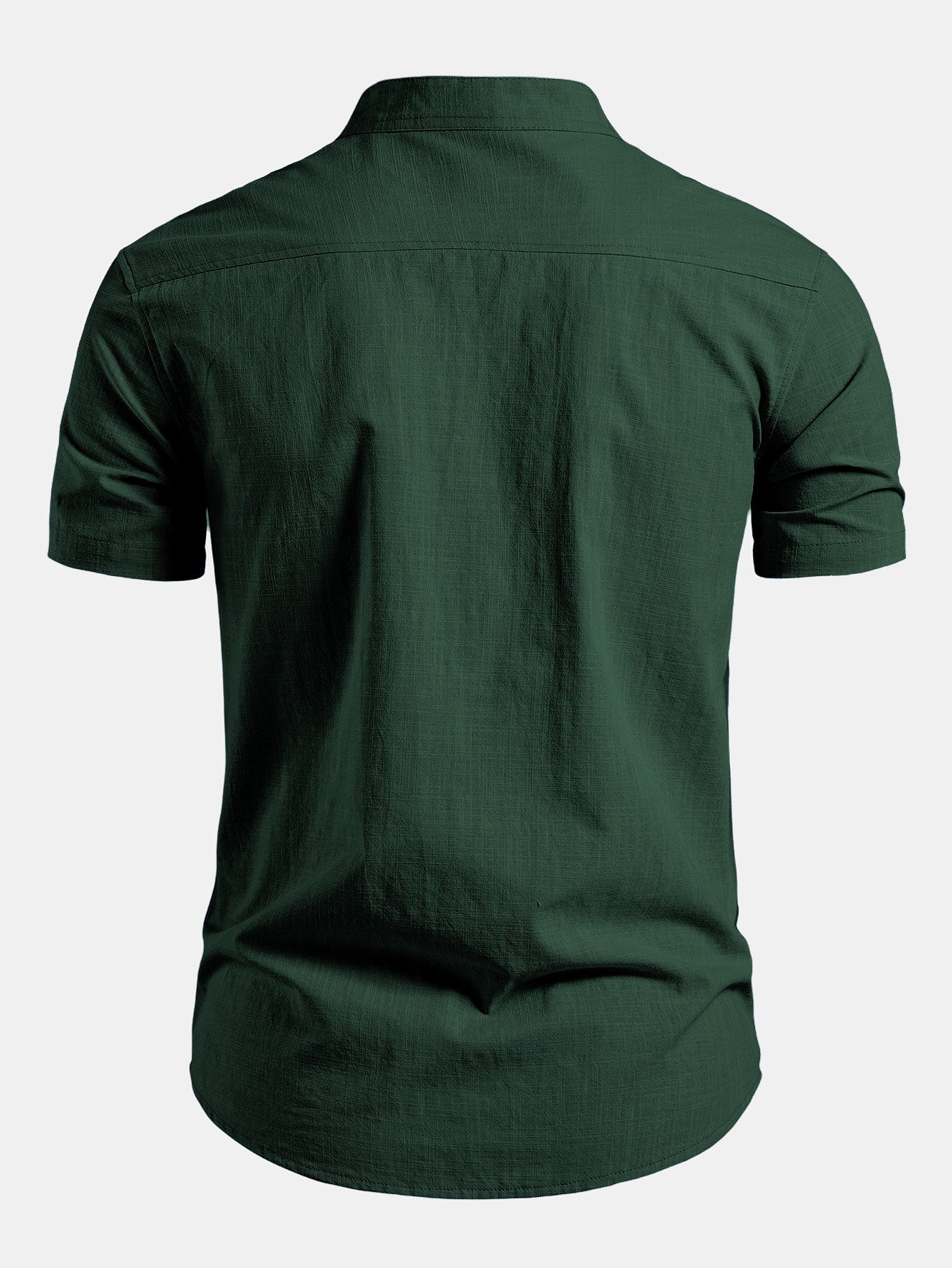 Camisa de manga corta de lino Look Stand Collar