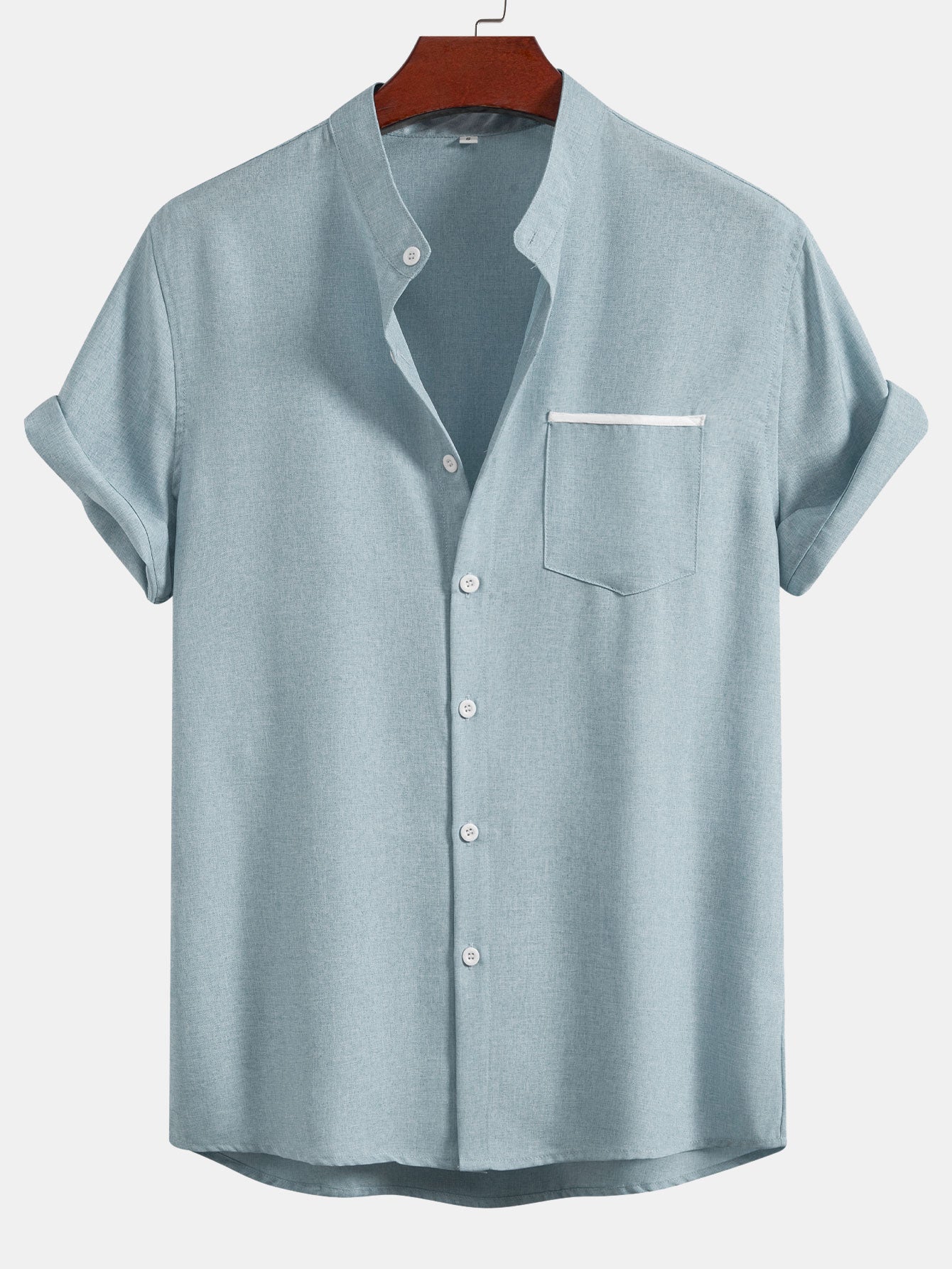 Camisa Contrast Pocket Stand Collar