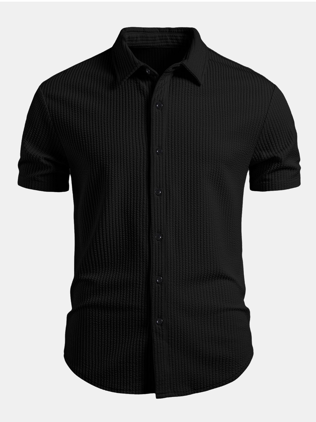 Camisa Muscle Fit Ribbed Button Up