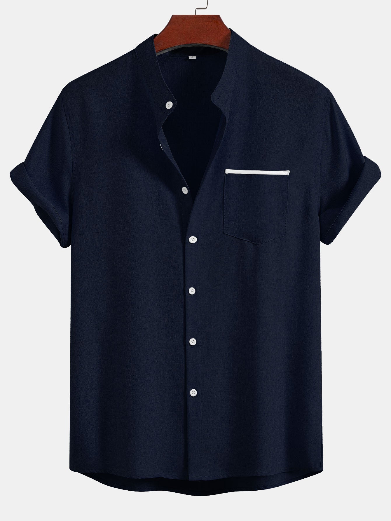 Camisa Contrast Pocket Stand Collar