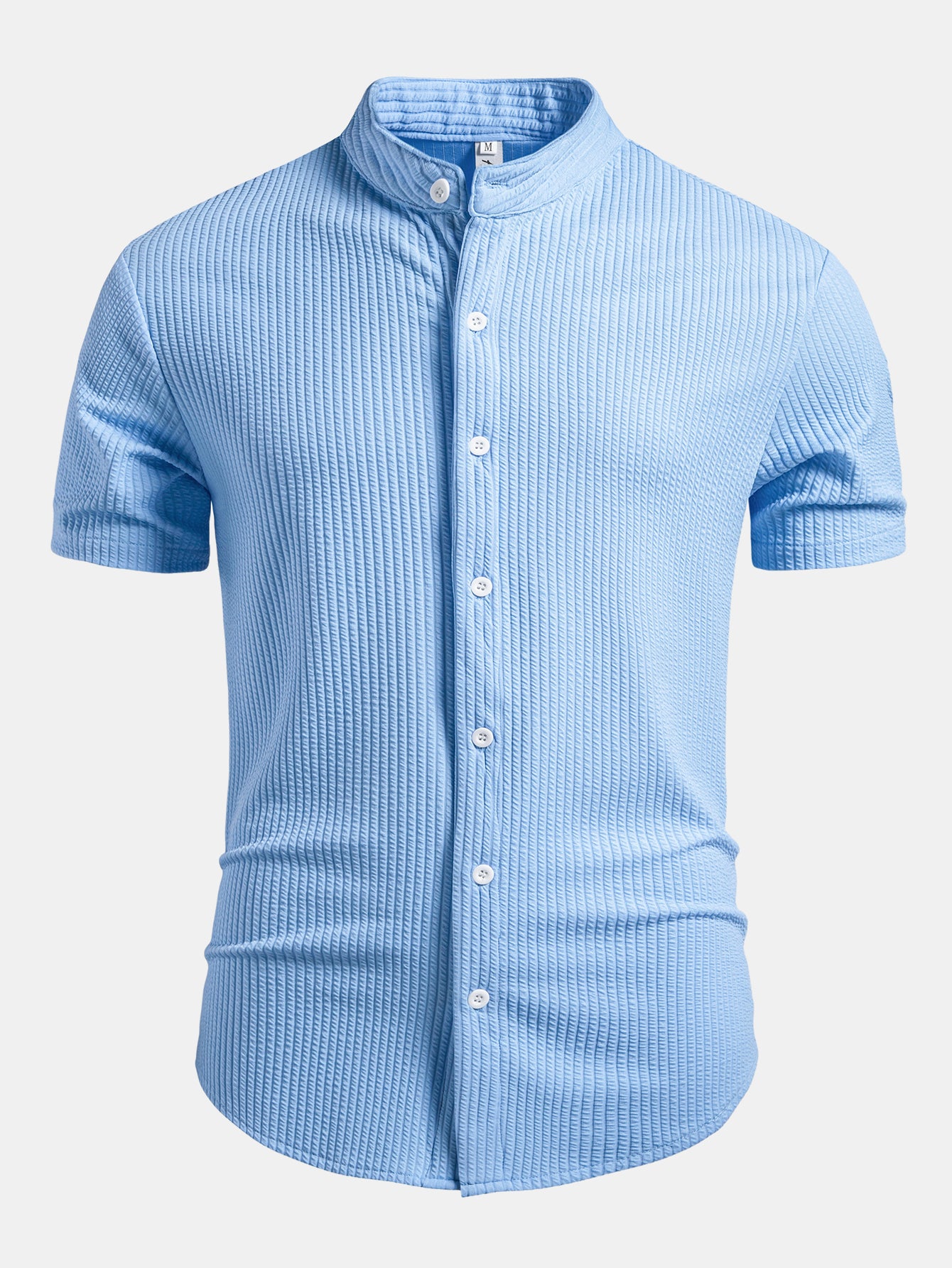 Camisa Muscle Fit Ribbed Stand Collar