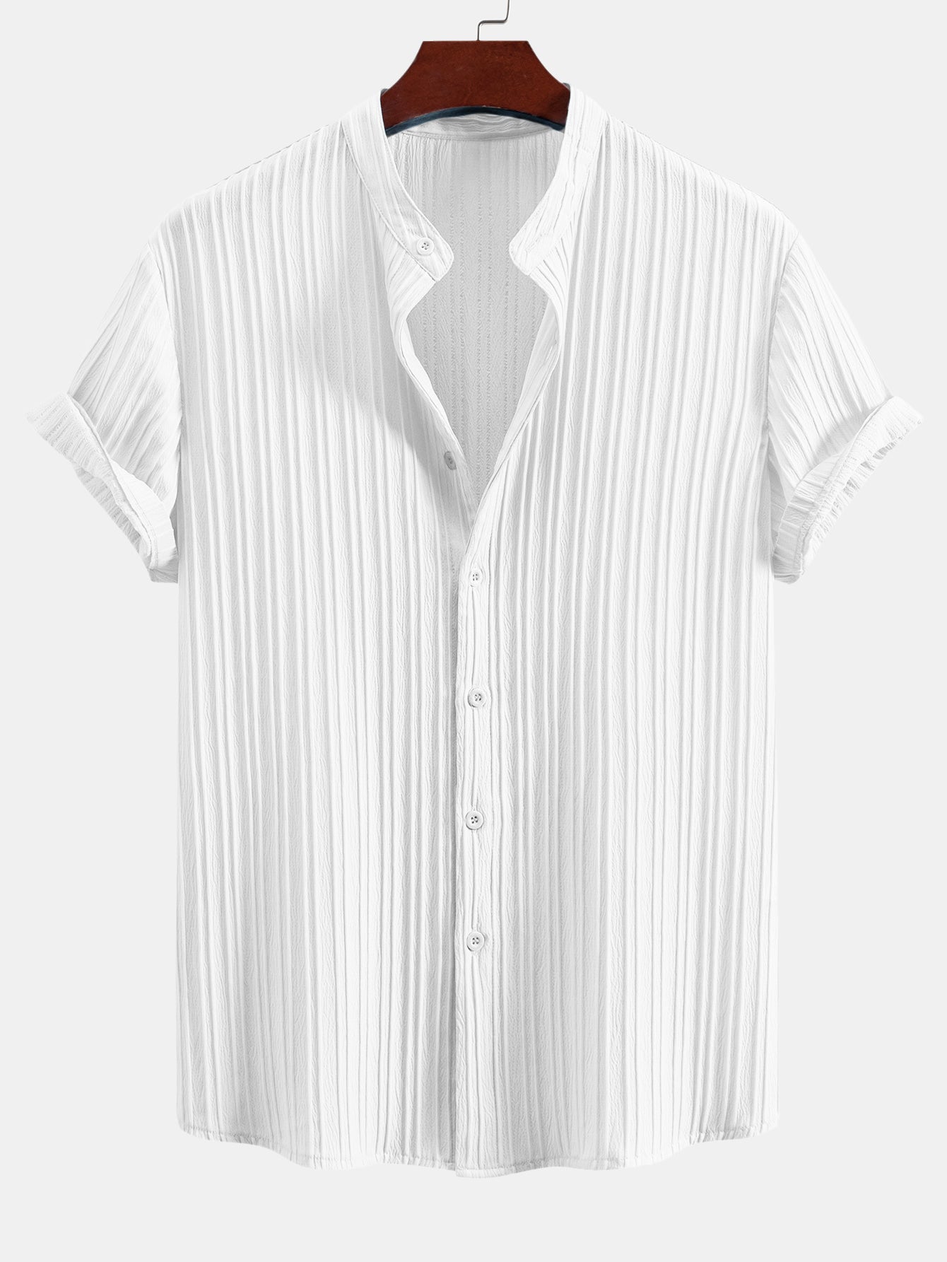 Camisa Textured Stand Collar