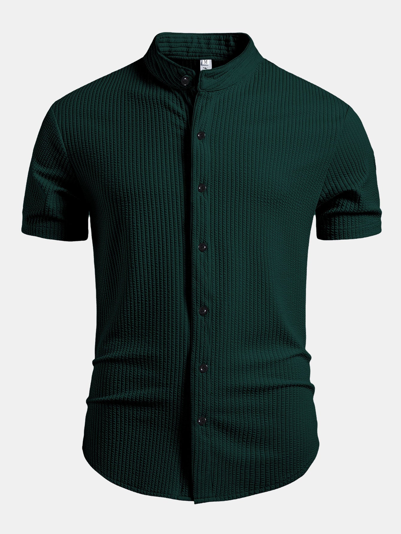 Camisa Muscle Fit Ribbed Stand Collar