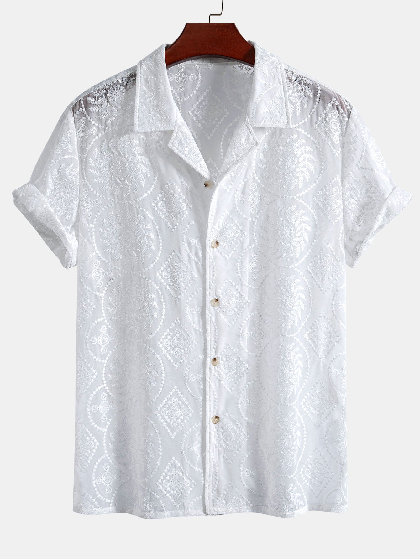 Camisa Embroidered floral Cuban