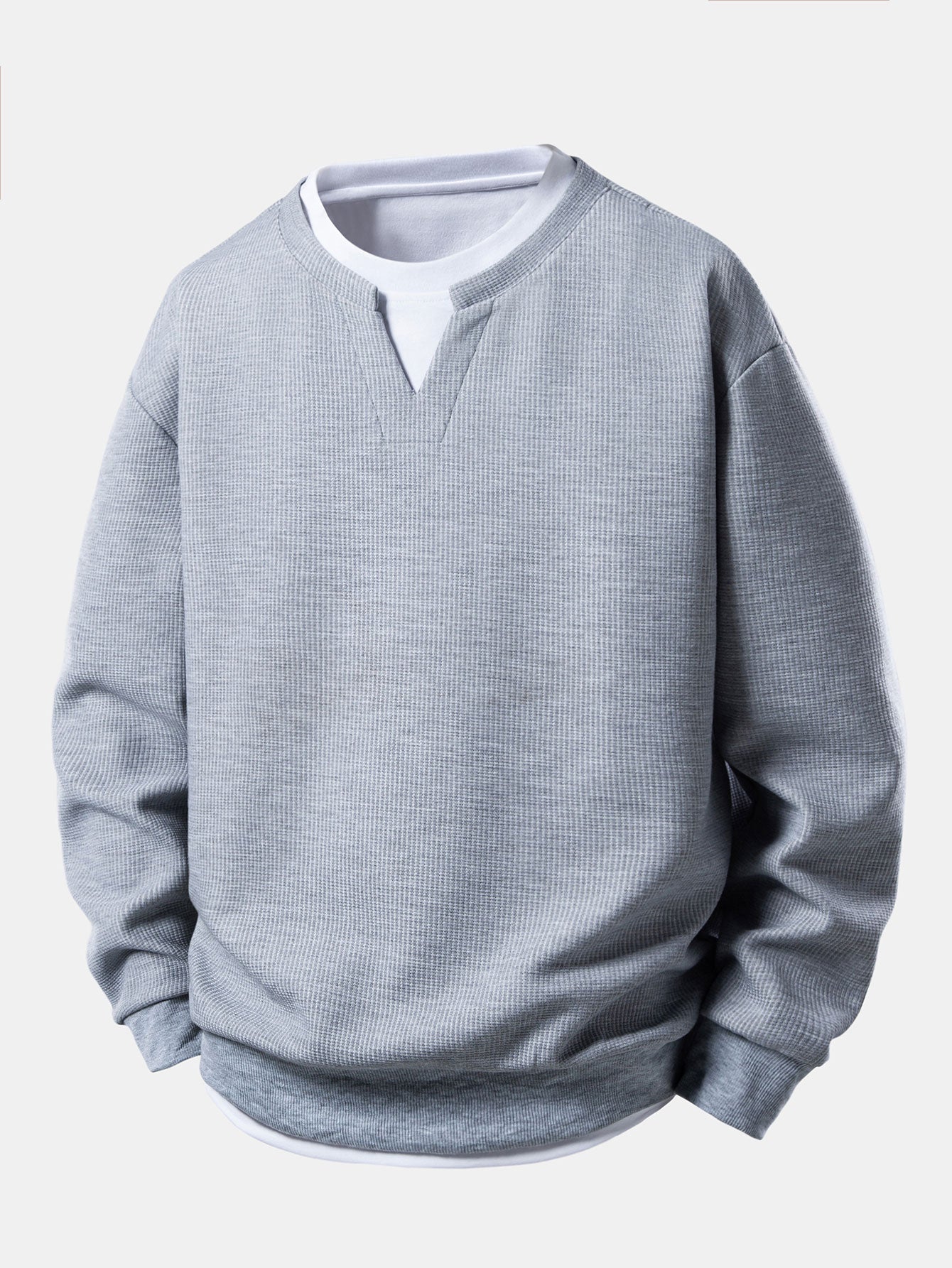 Sudadera 2 In 1 Waffle Notched Collar & Waffle Pleated Pintuck Straight Leg pantalón