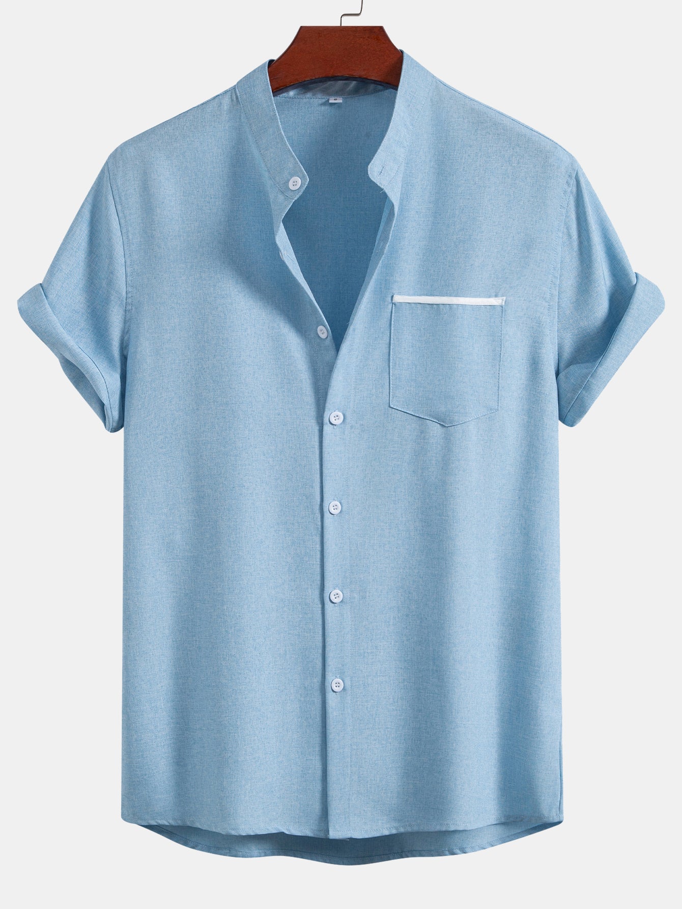 Camisa Contrast Pocket Stand Collar
