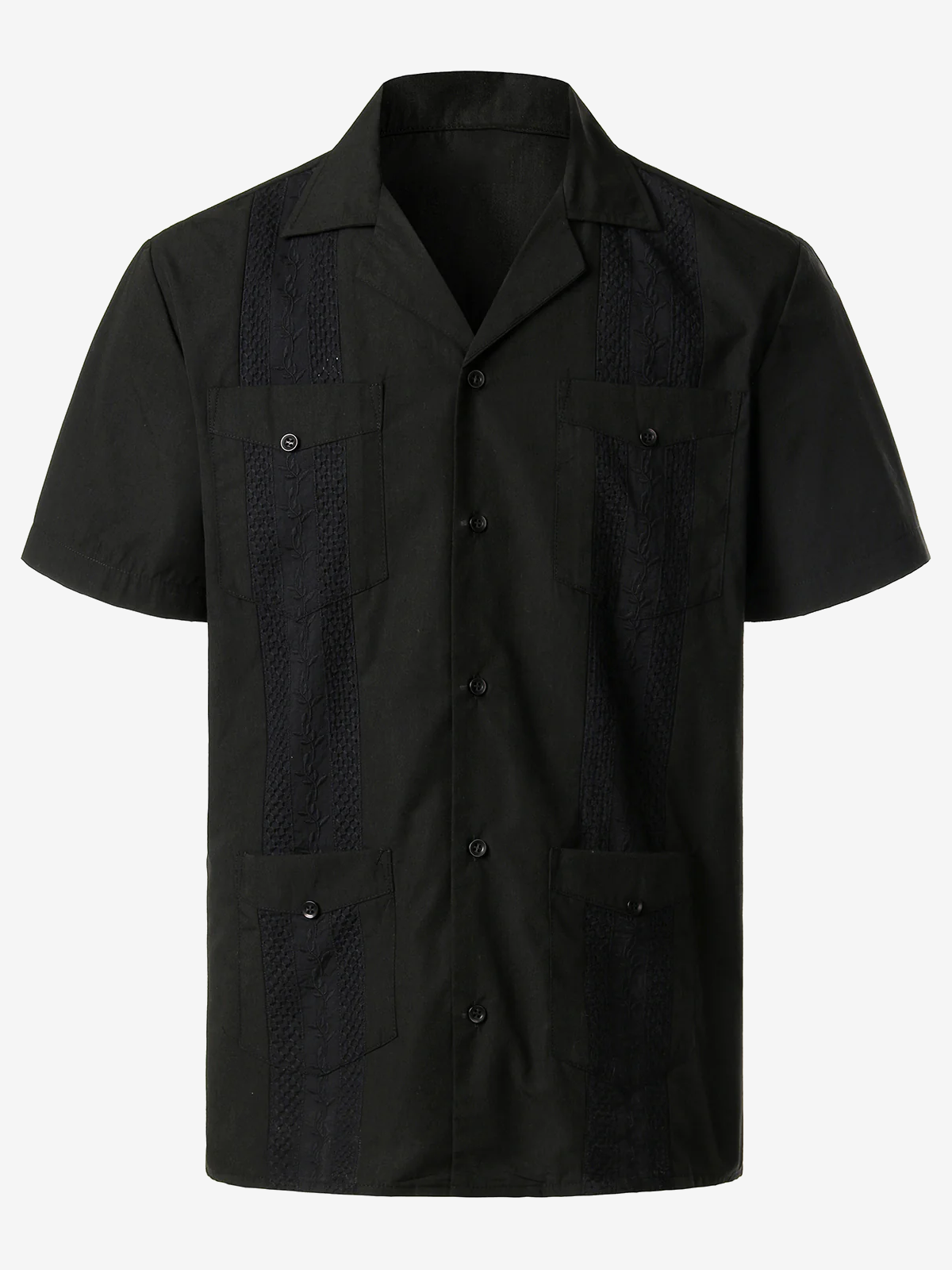 Camisa de color sólido de algodón de manga corta para hombre