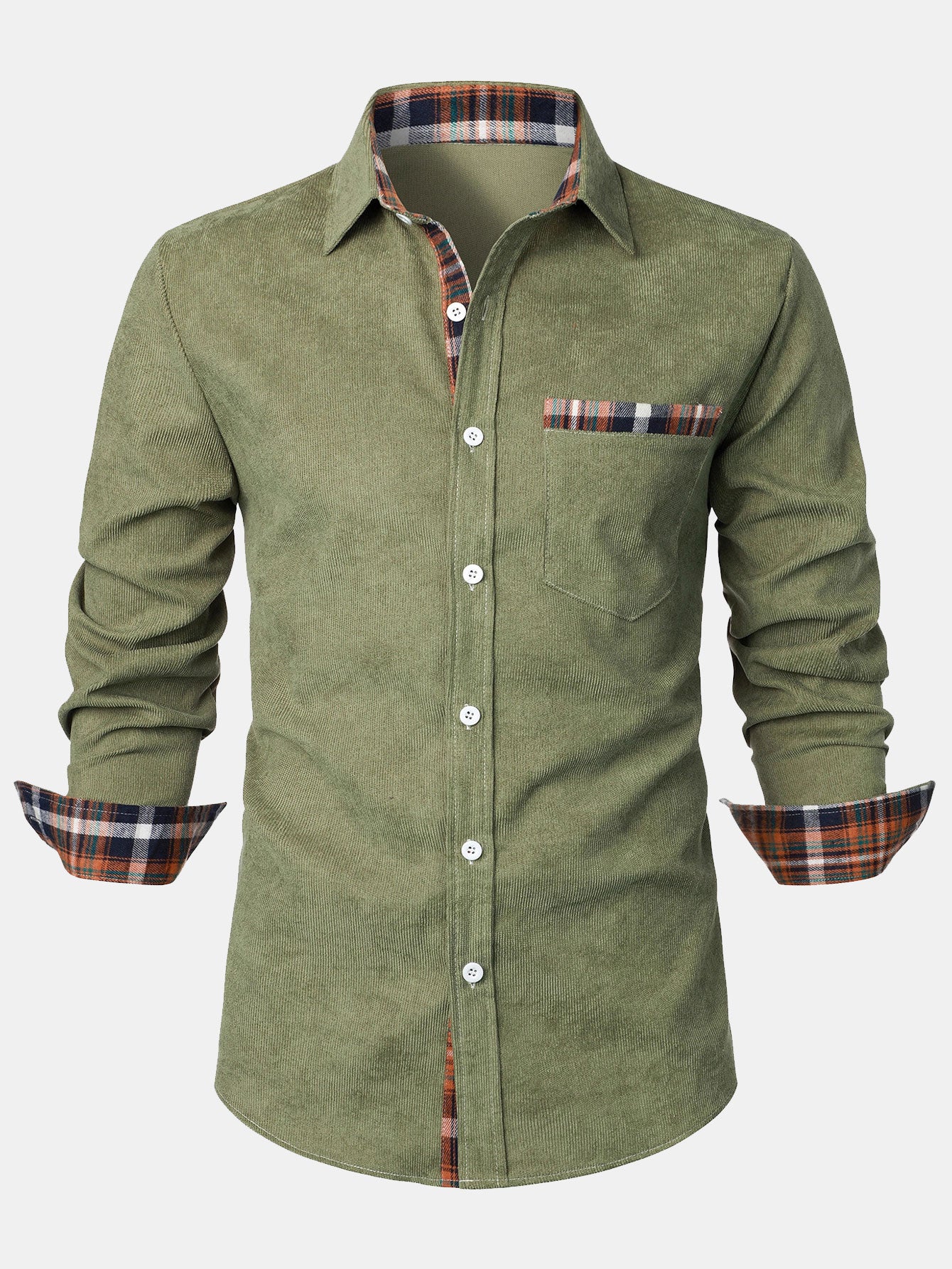 Camisa Corduroy a cuadros Panel Button Up