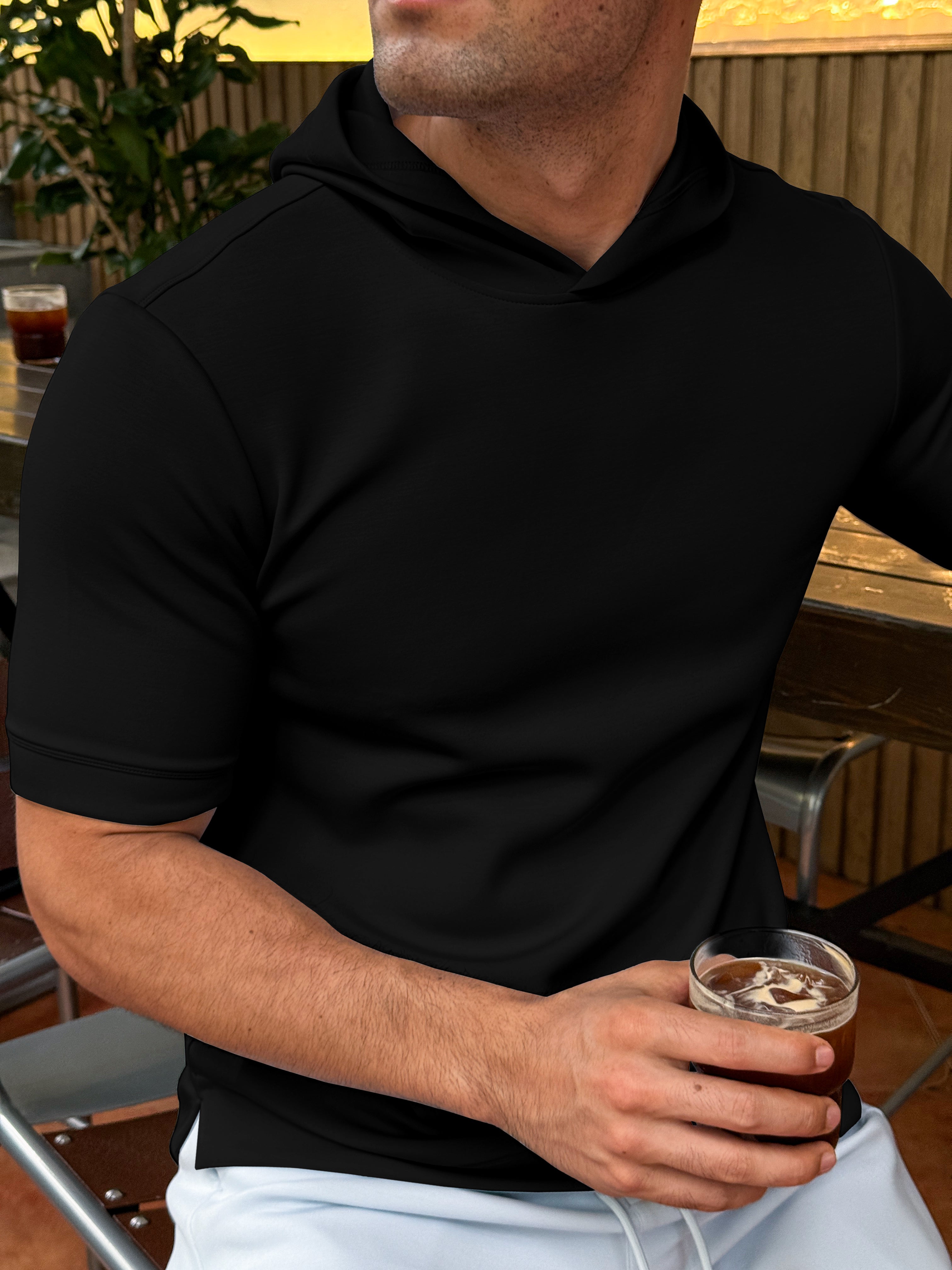 Sudadera Modal Blend de manga corta con gorrasucha