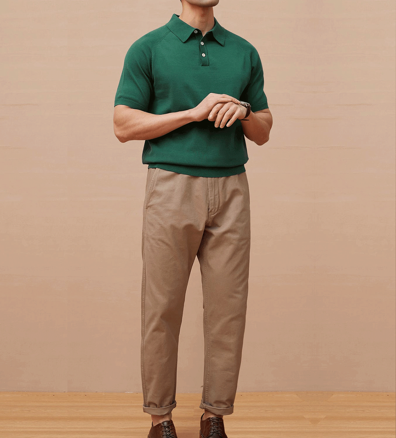 Gentletejido de manga corta tejidoted Polo