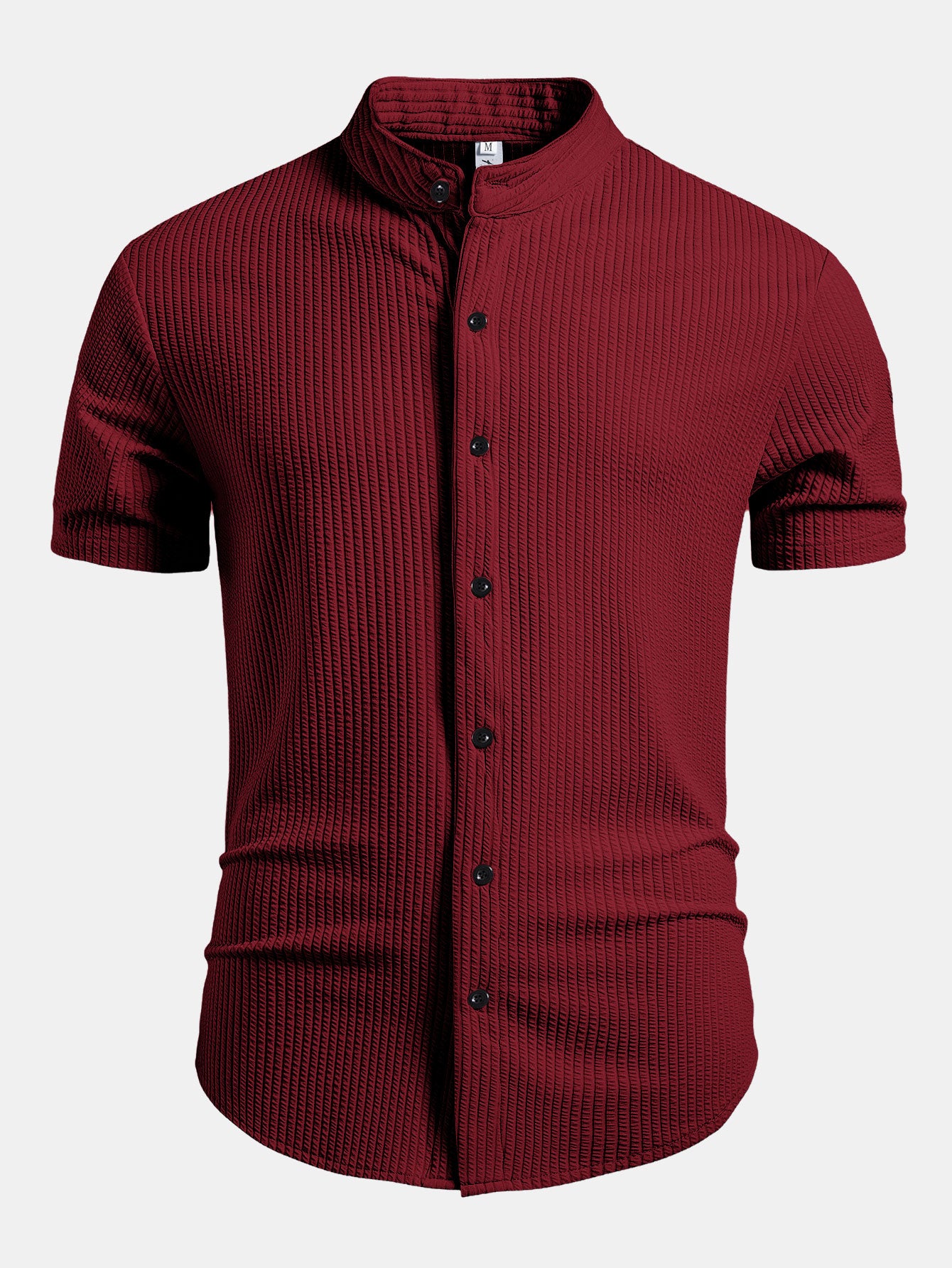 Camisa Muscle Fit Ribbed Stand Collar