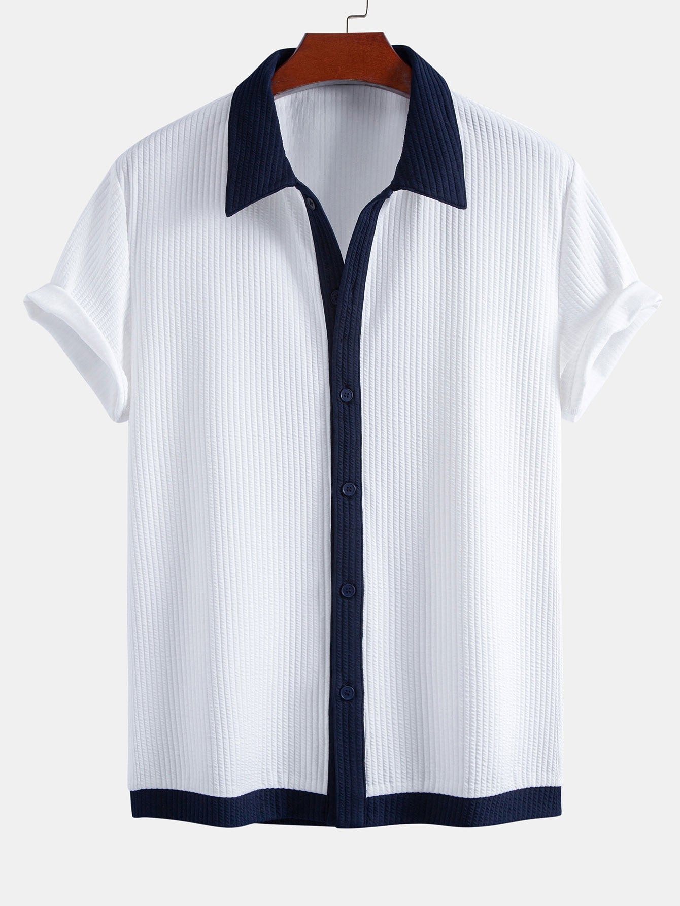 Camisa Contrast Ribbed Button Up