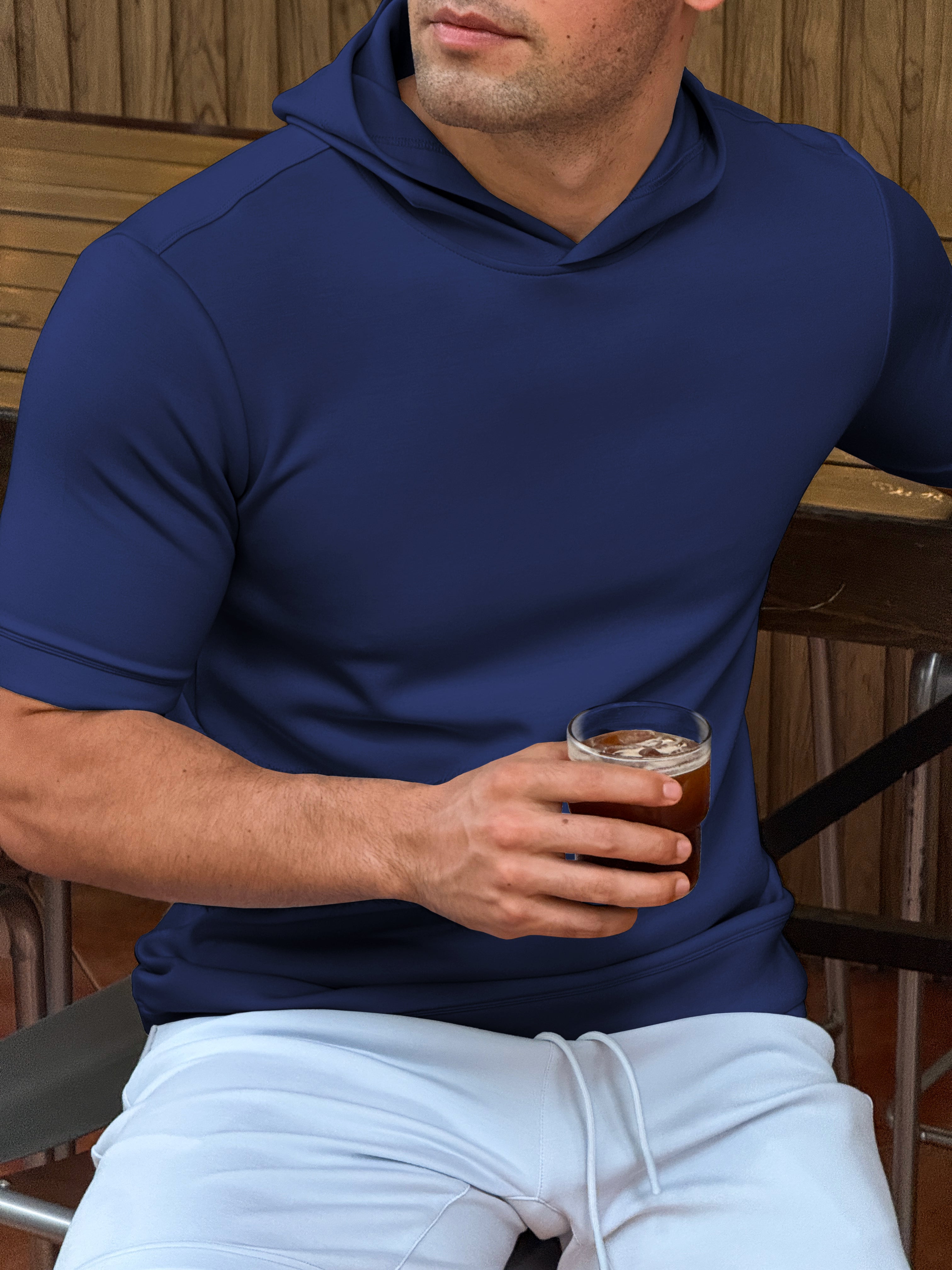 Sudadera Modal Blend de manga corta con gorrasucha