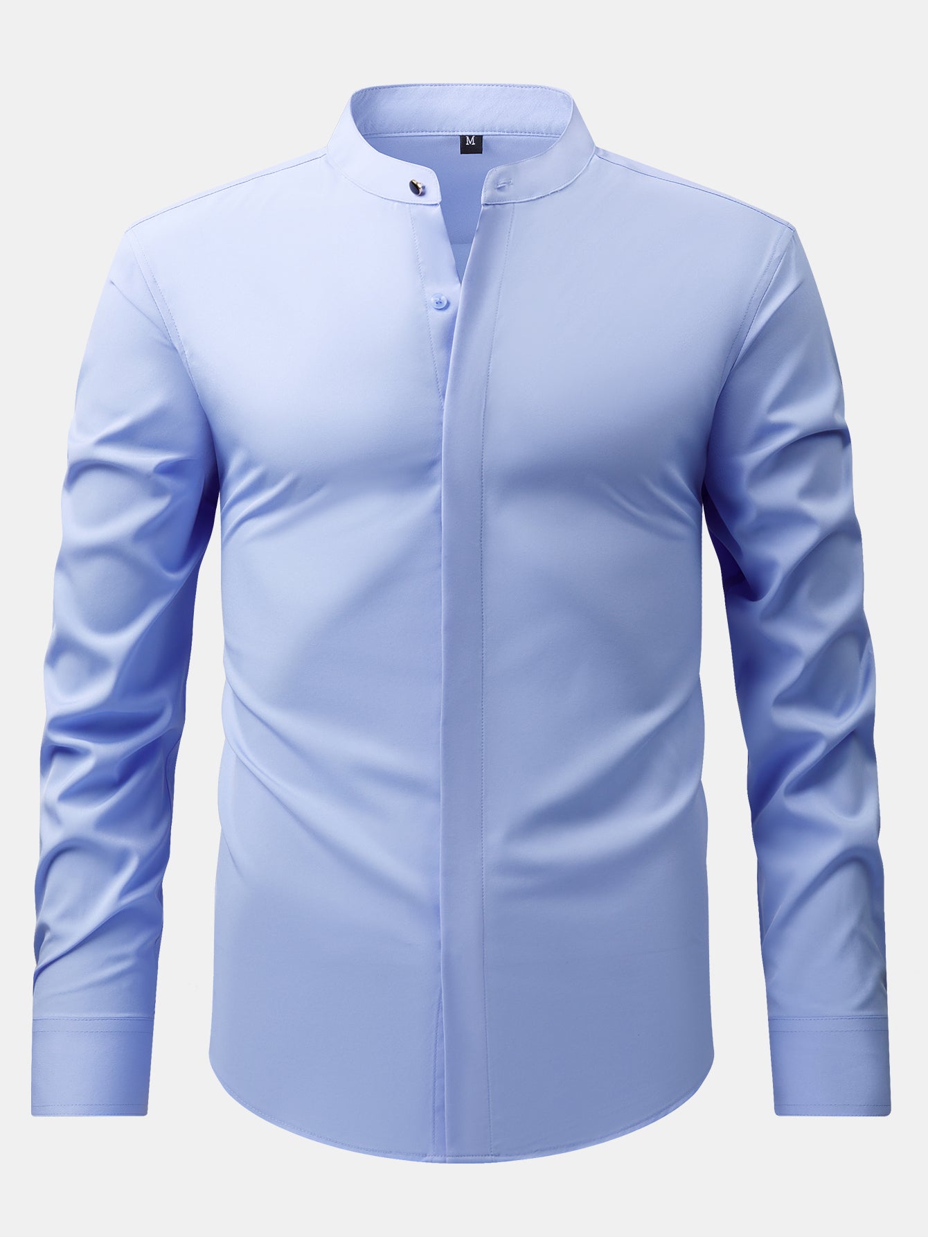 Camisa de vestir Non-Iron Hidden Placket Stand Collar