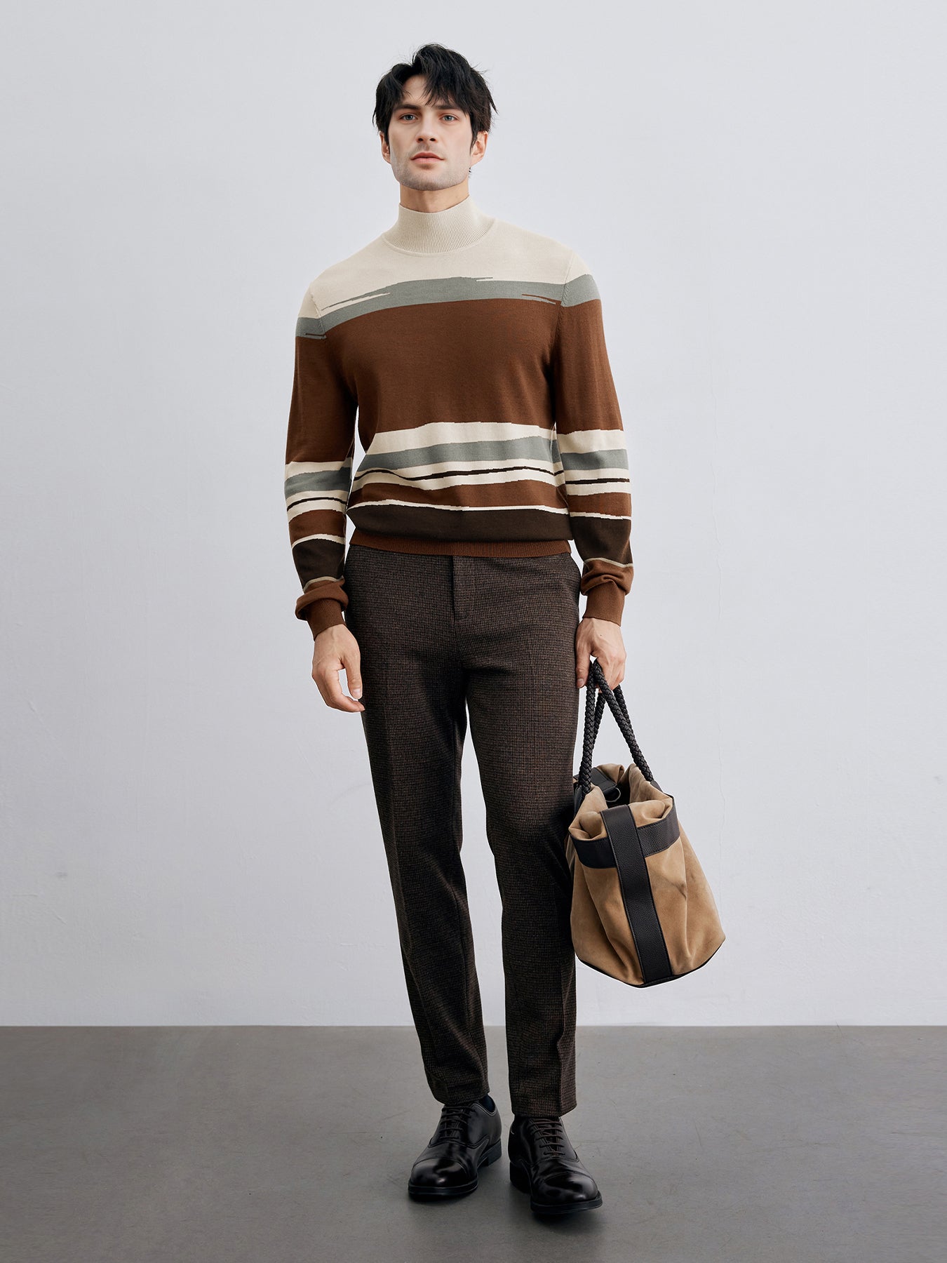 Gentletejido Mock Neck a rayas Sweater