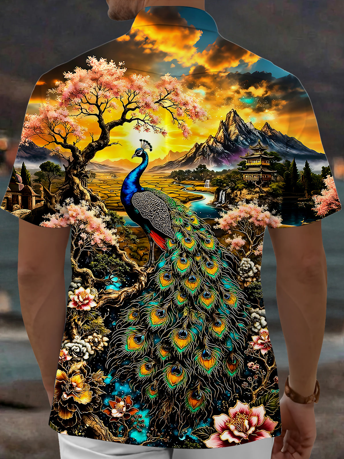 Peacock para hombre Pocket de manga corta camisas