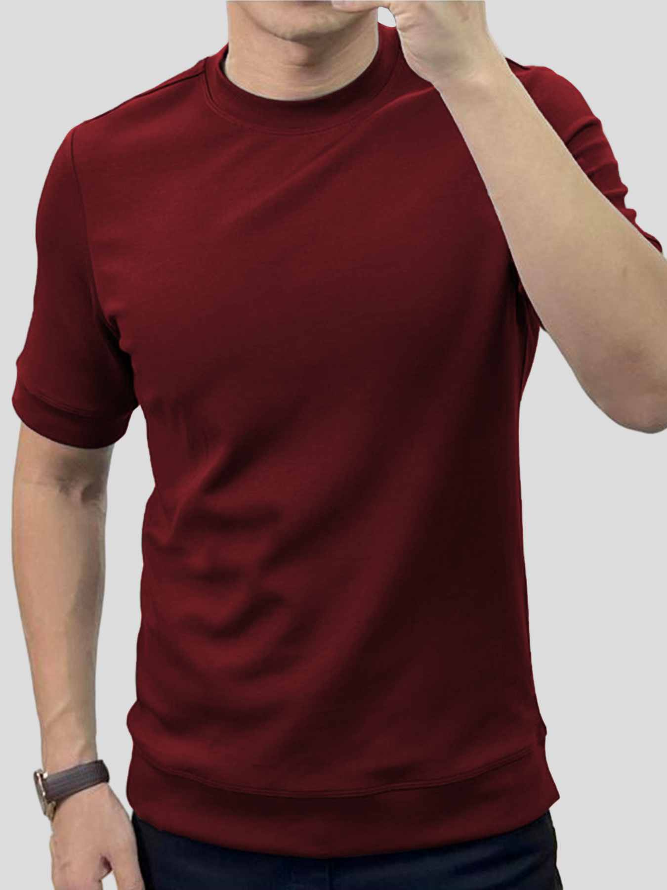 Modal Blend de manga corta Tee:de corte entallado