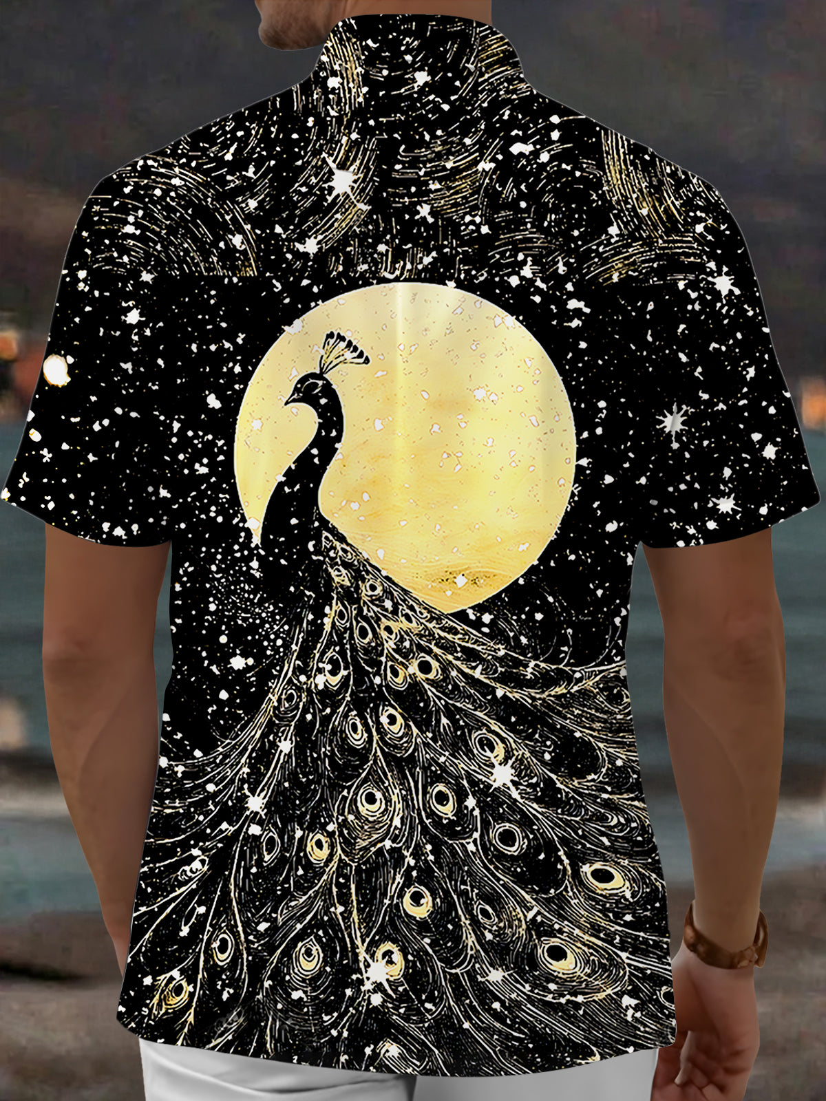 Peacock Pocket de manga corta camisas para hombre