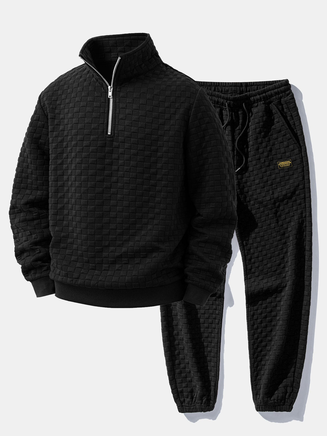 Sudadera Checkerboard Jacquard Quarter Zip & Jogger pantalón