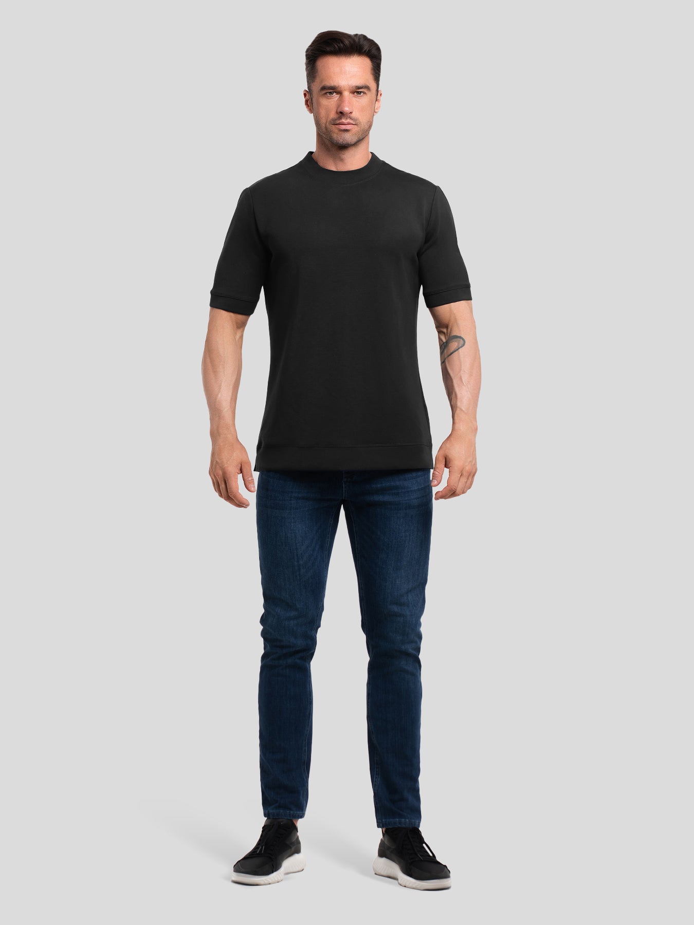 Modal Blend de manga corta Tee:de corte entallado