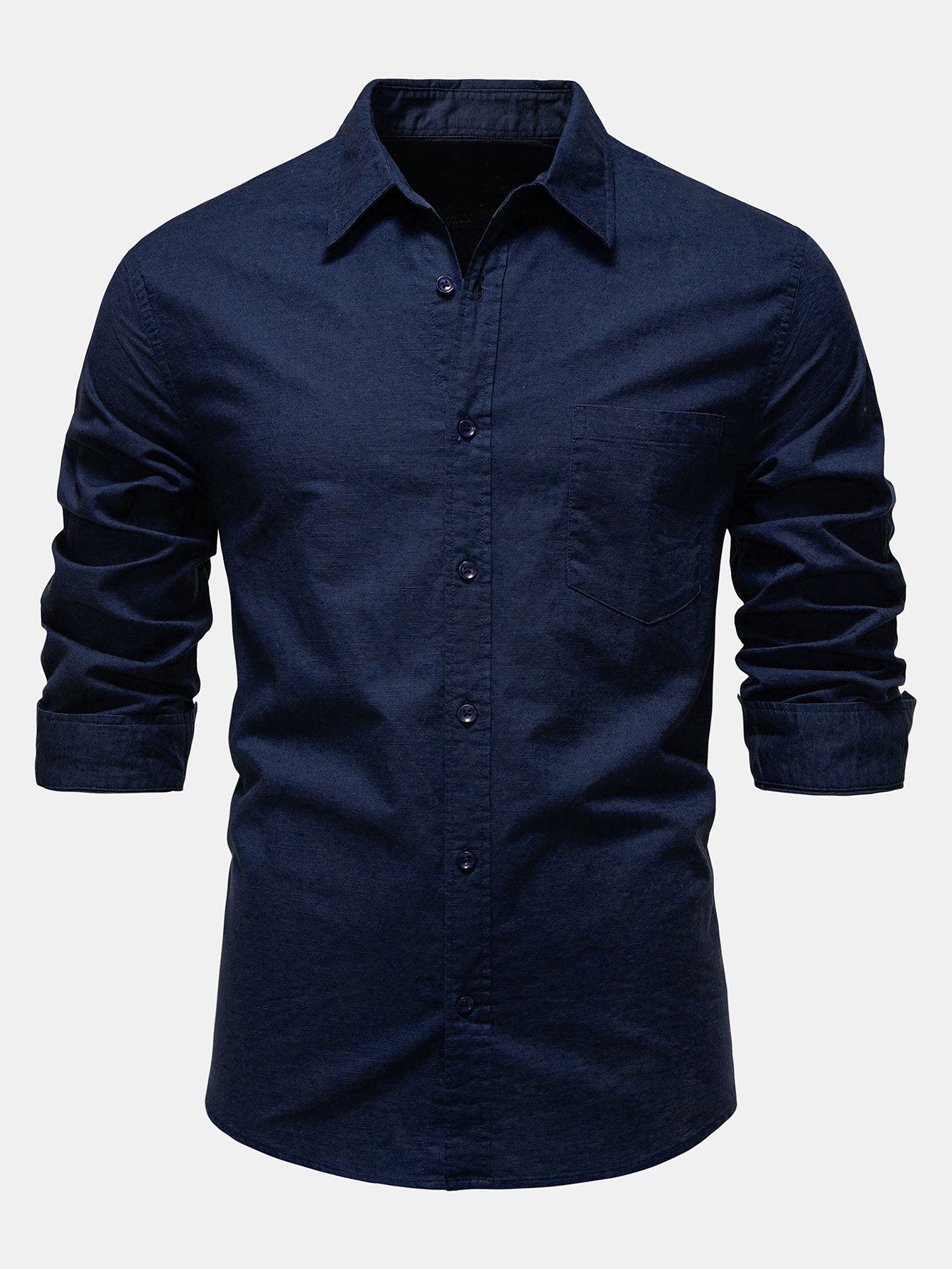 Camisa de manga larga de lino de algodón Blend With Pocket