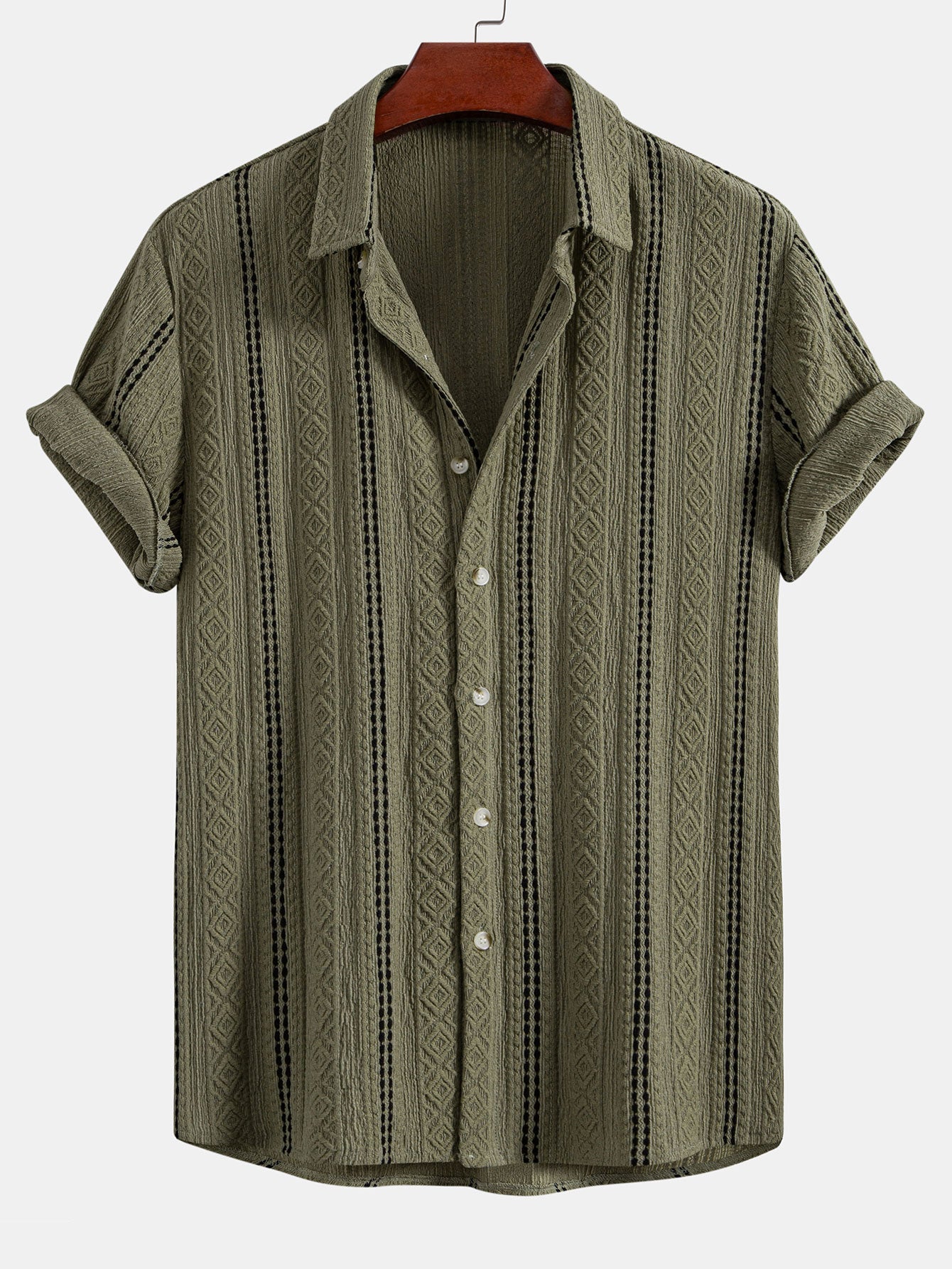 Camisa Geometric a rayas Jacquard Button Up