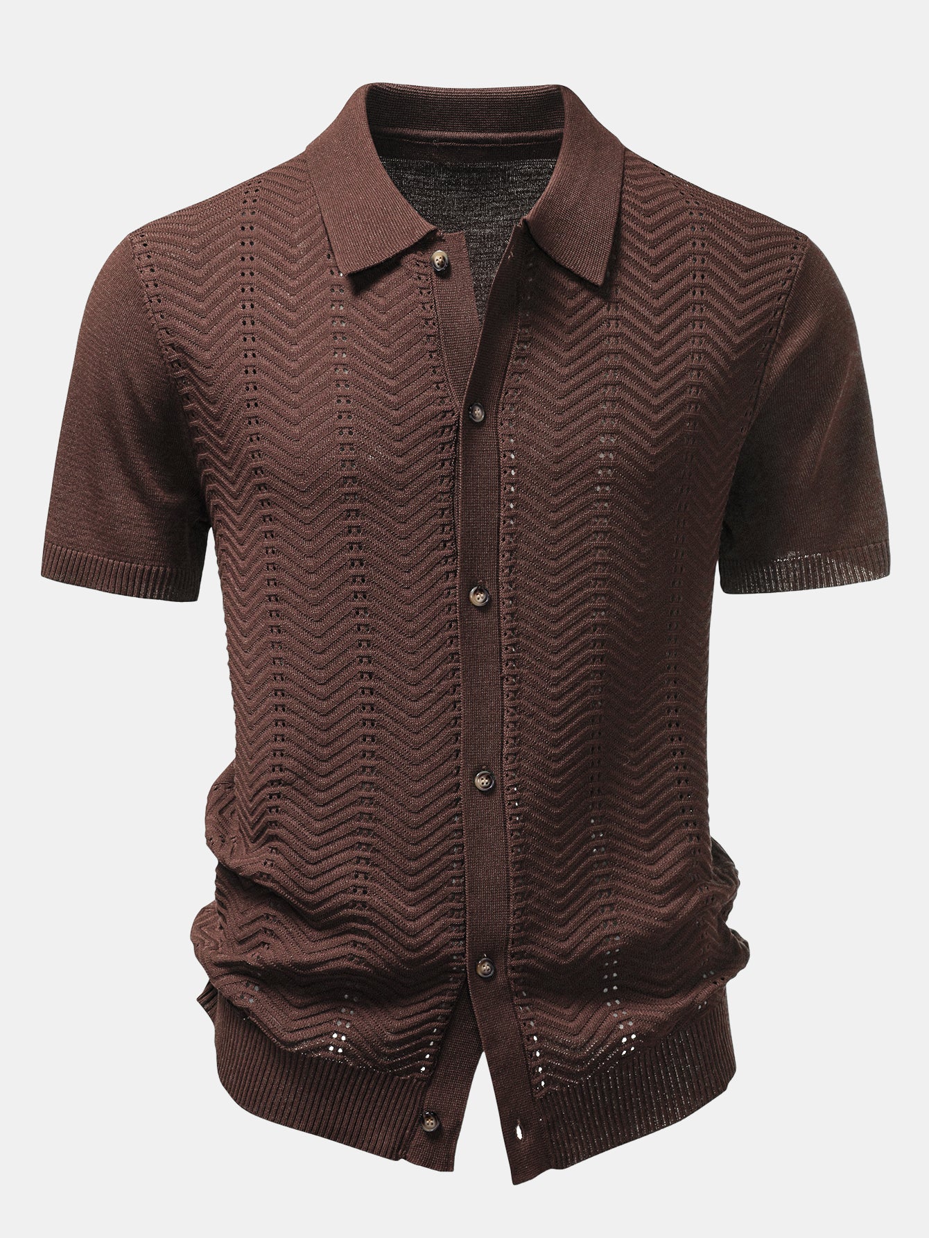 Textured Jacquard Button Up Knicamiseta