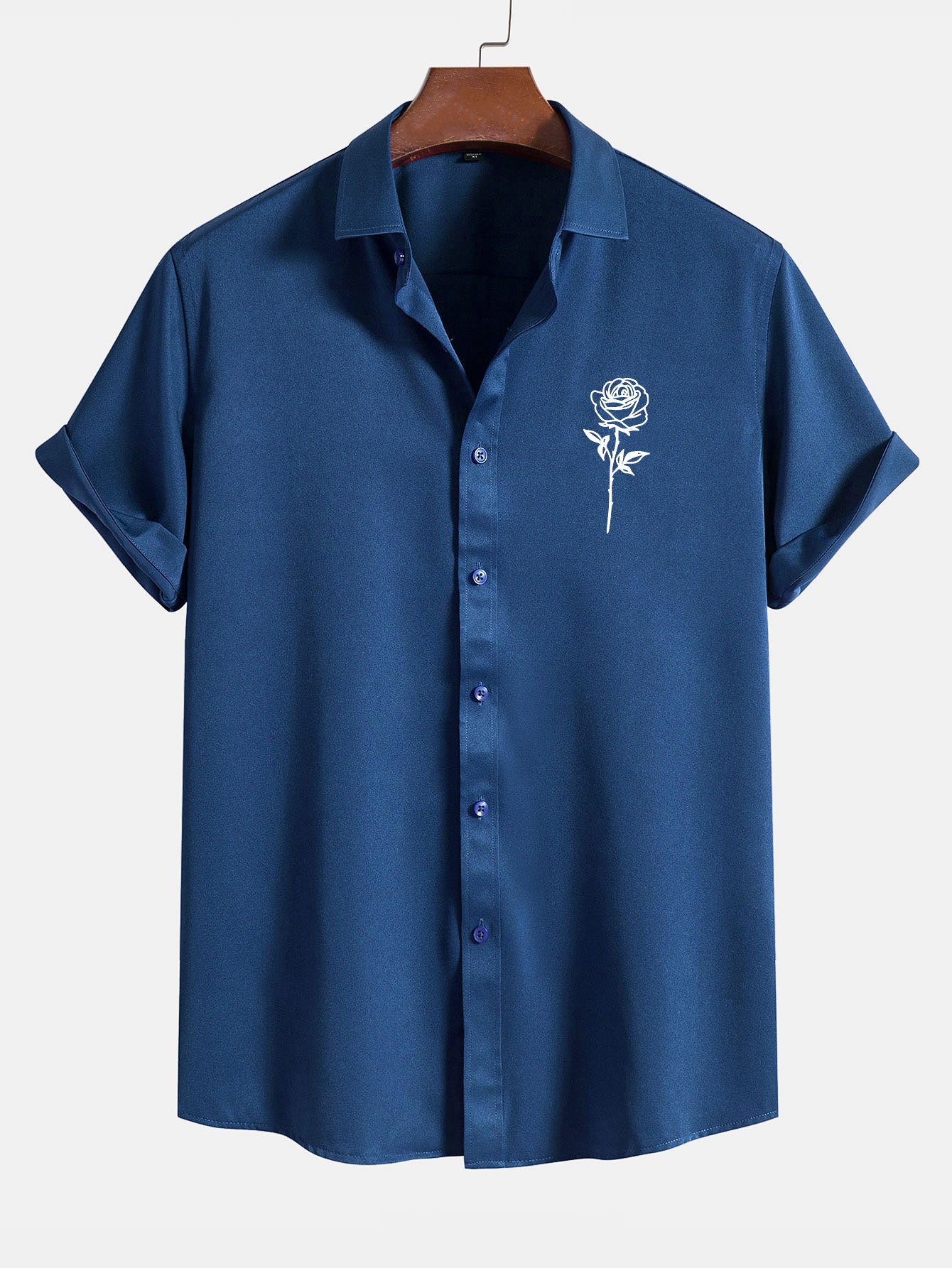 Rose estampado de manga corta camisas