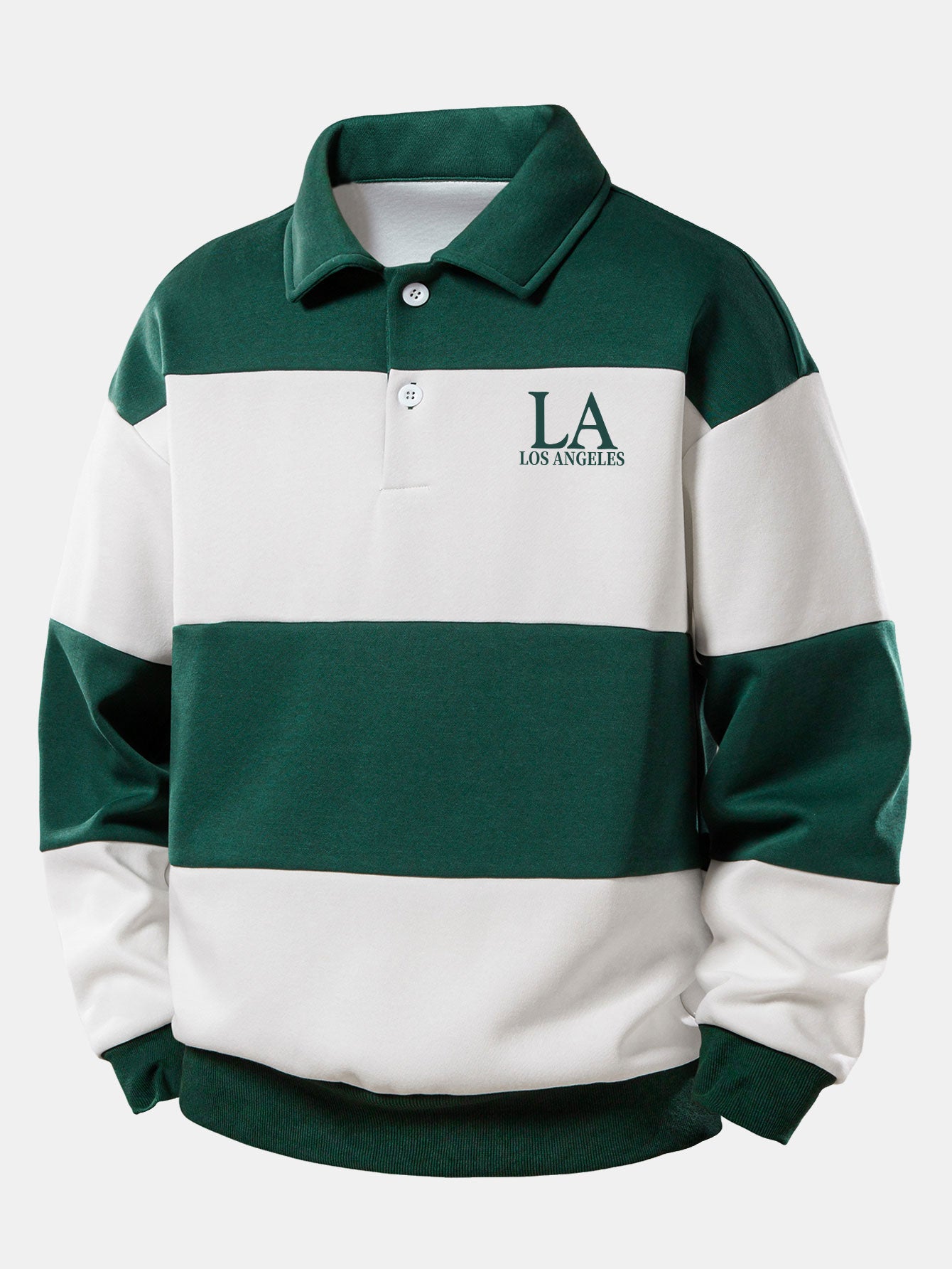 Sudadera Relax Fit Los Angeles estampado en bloques de color Polo & Slit Hem rayas pantalón
