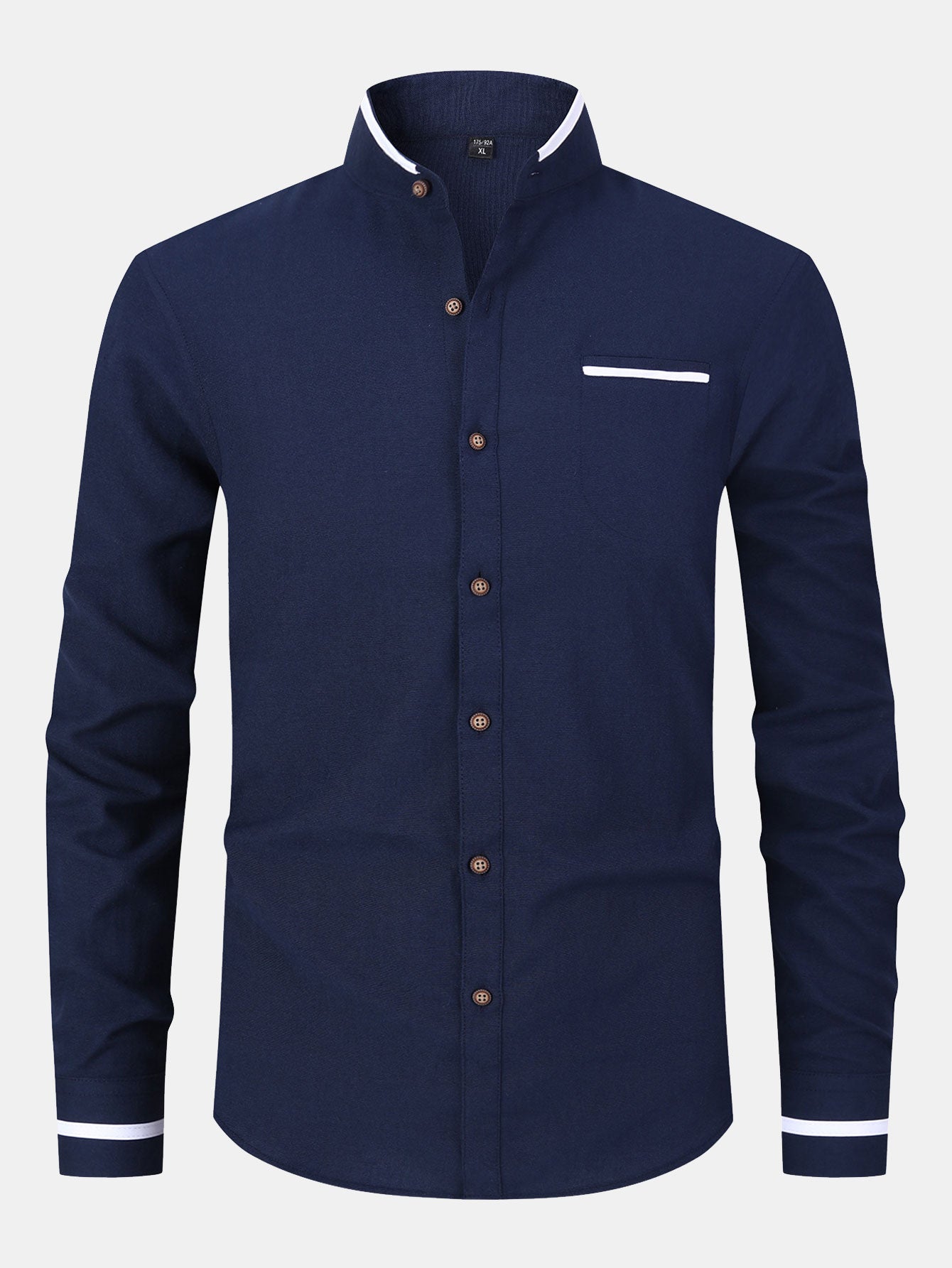 Camisa de manga larga Contrast Stand Collar