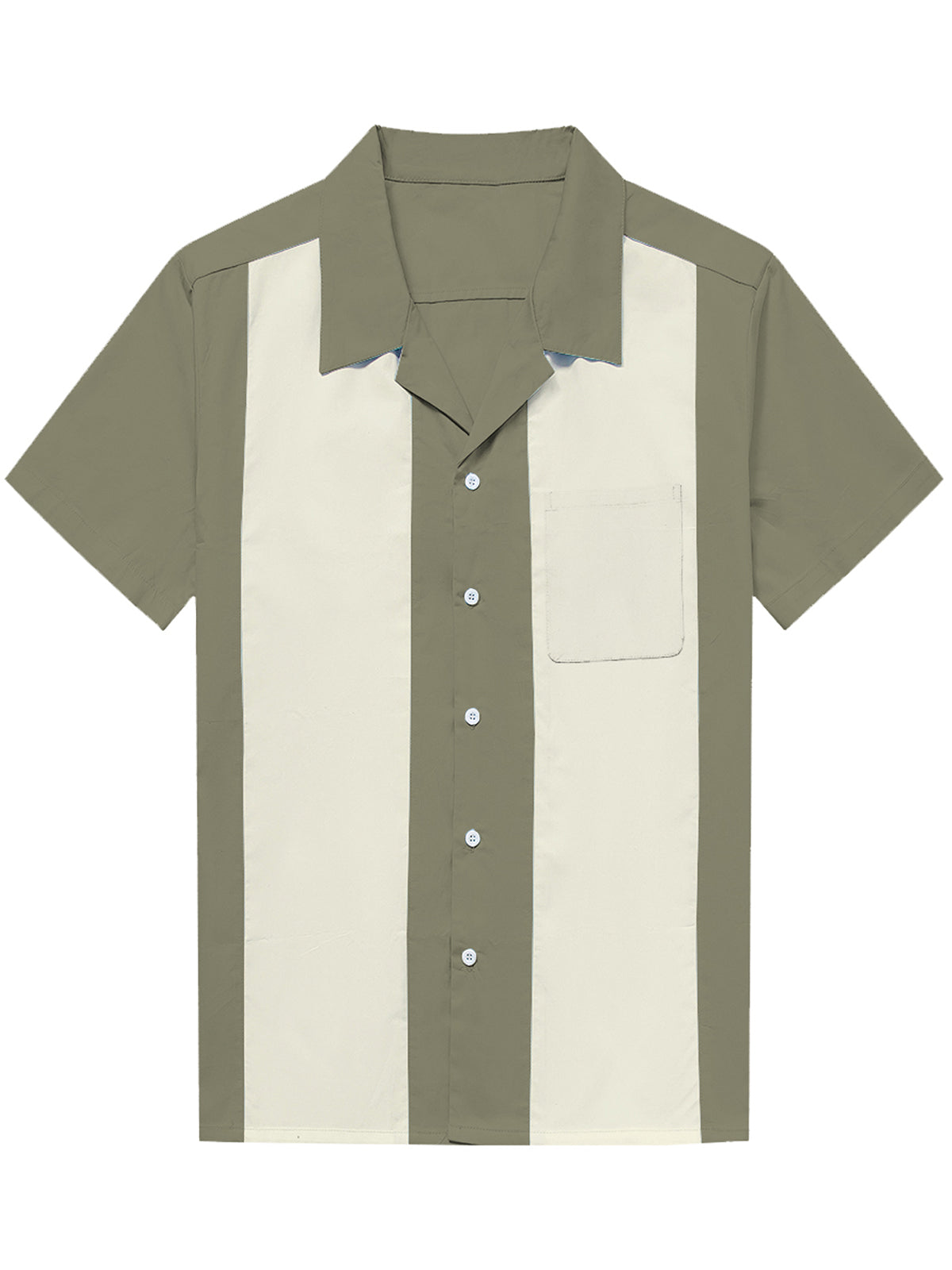 para hombre Cuban Collar 50's retro Camp Bowling Blue de manga corta camisa